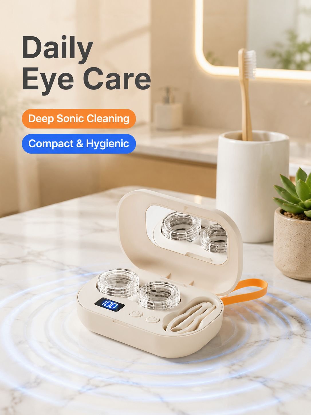 High-Frequency Sonic Automatic Contact Lens Cleaner Portable Case