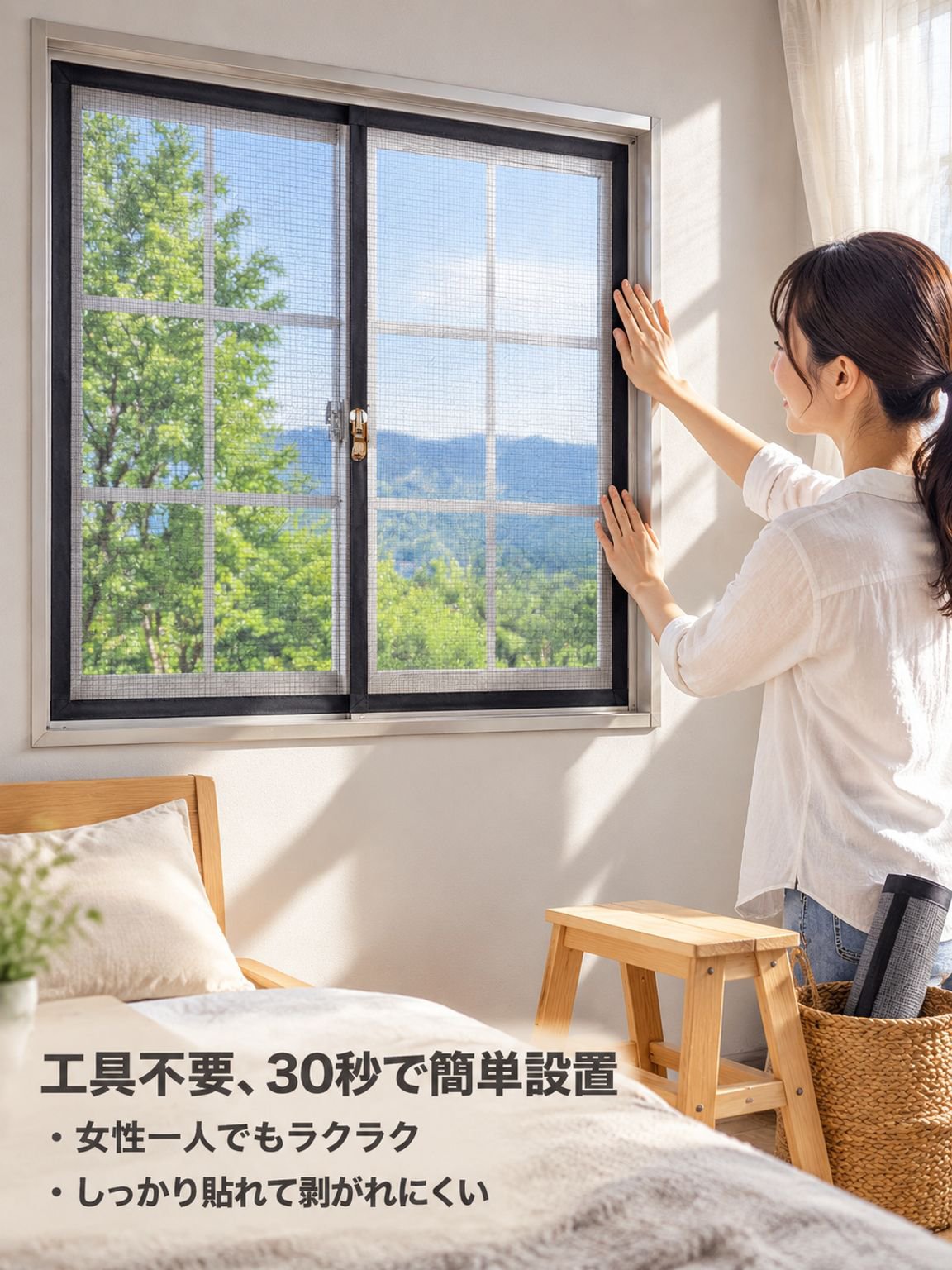 家庭用粘着式網戸