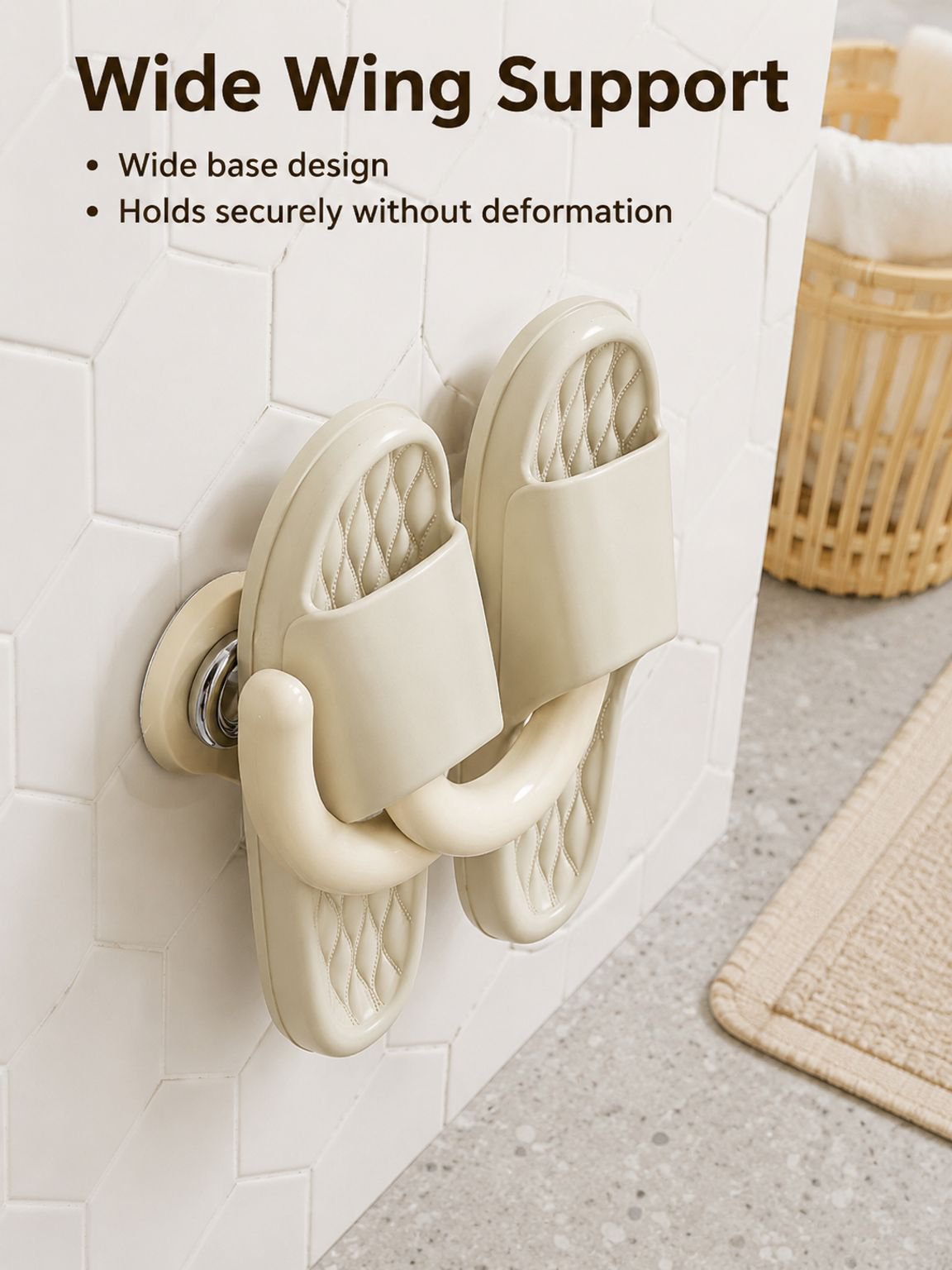 Close-up of suction cups on slipper organizer shelf