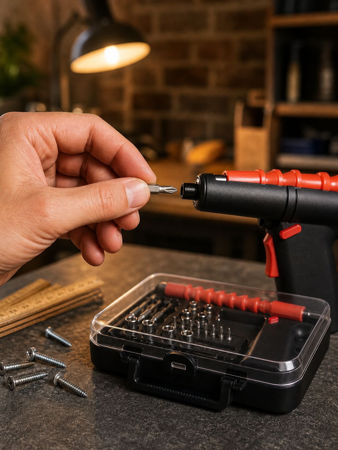 Cordless mini drill kit with multiple screwdriver bits