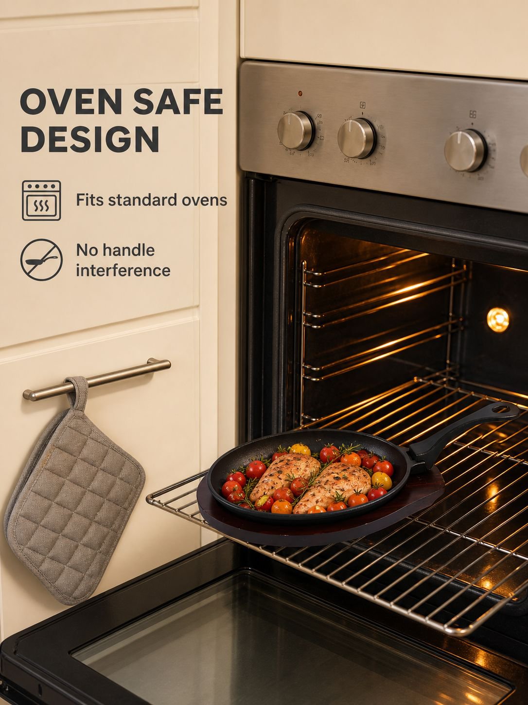 Household Detachable Handle Egg-shaped Pan with Wooden Tray