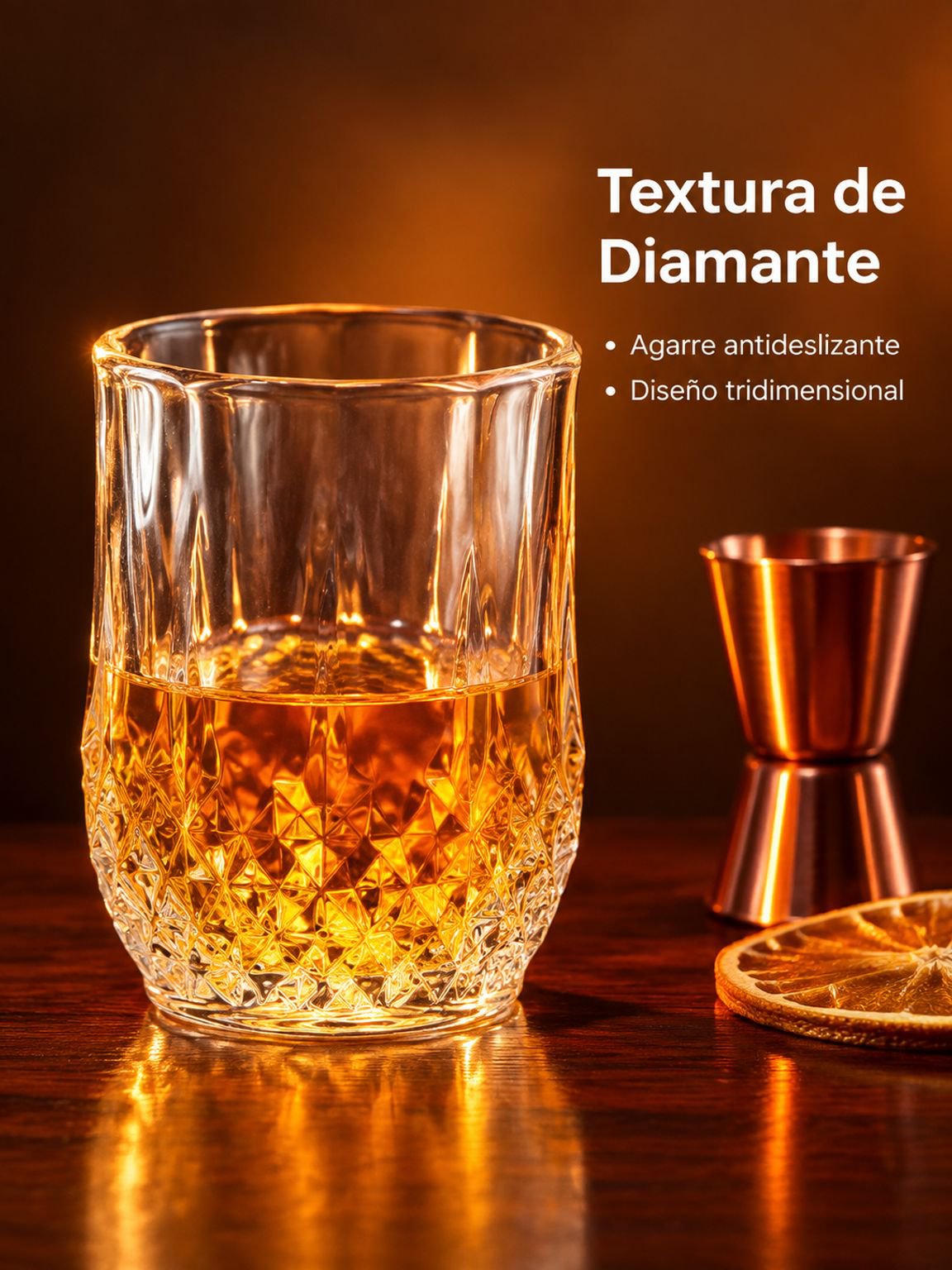 Vaso decorativo de vidrio para whisky y otras bebidas