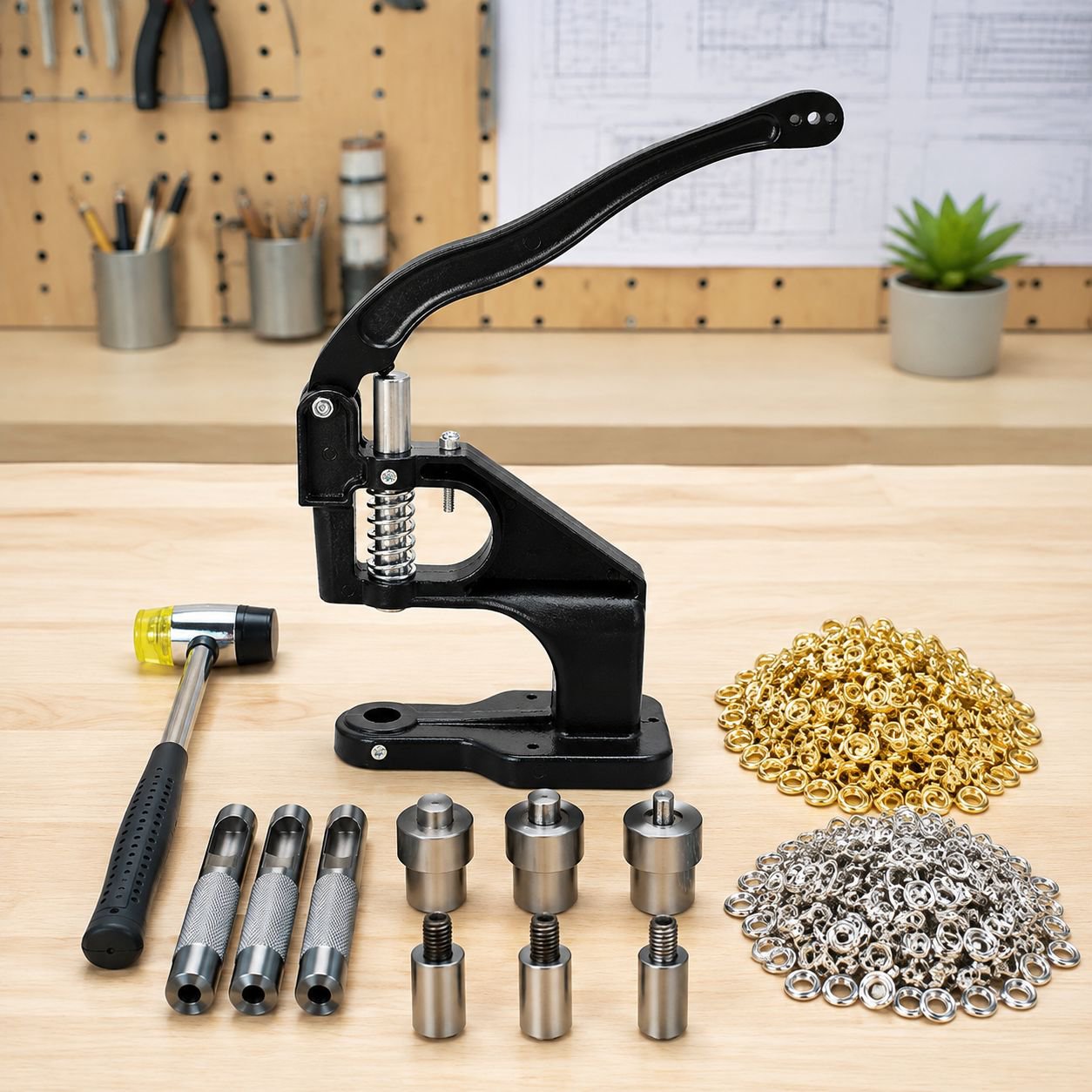 Máquina prensadora de botones manual, máquina remachadora de ojales manual, máquina de botones