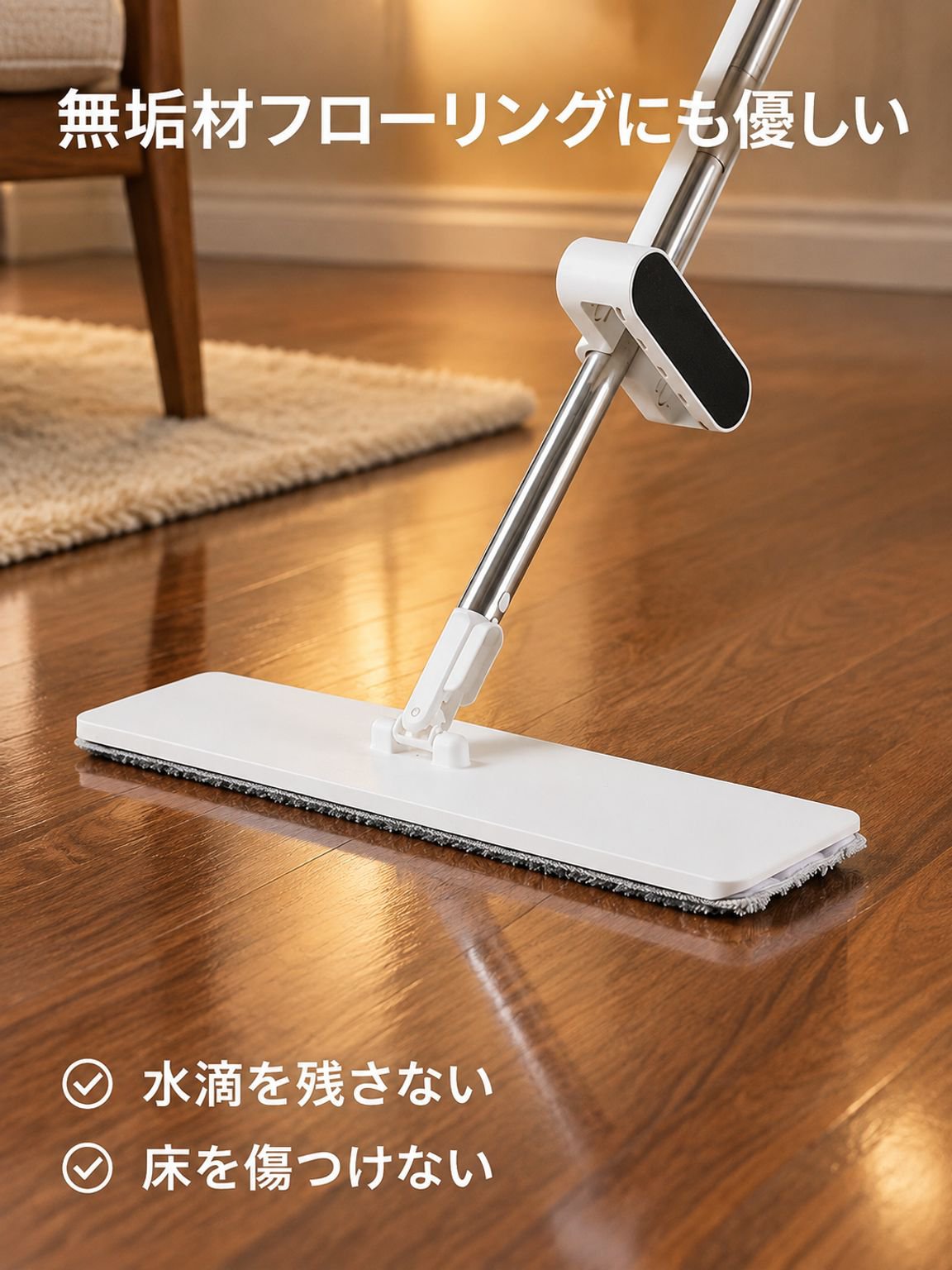 家庭用ハンズフリーフラットモップ