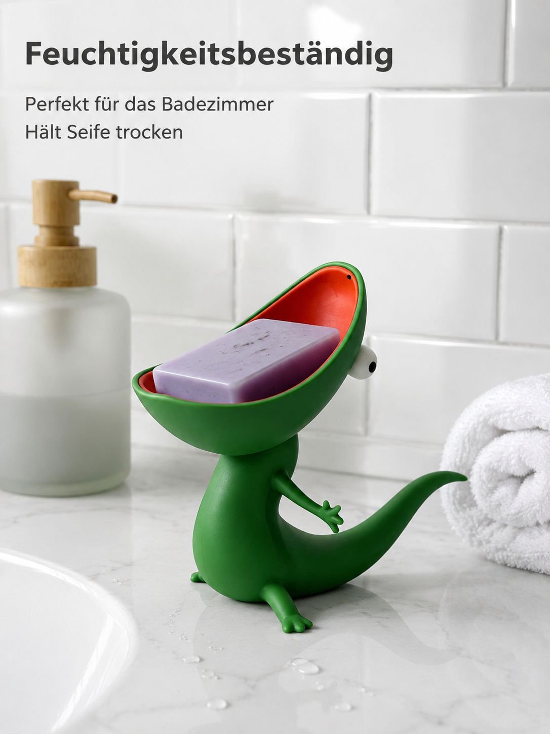 3D-gedruckte Seifenschale in Eidechsenform – Kreativer Badezimmer-Organizer