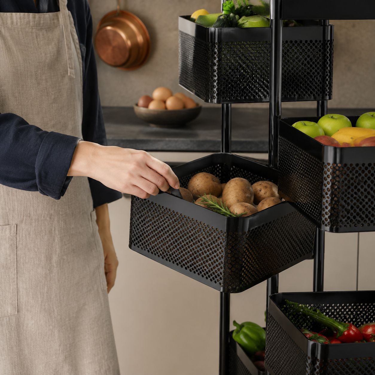 Household Multi-Layer Floor Standing Kitchen Shelf
