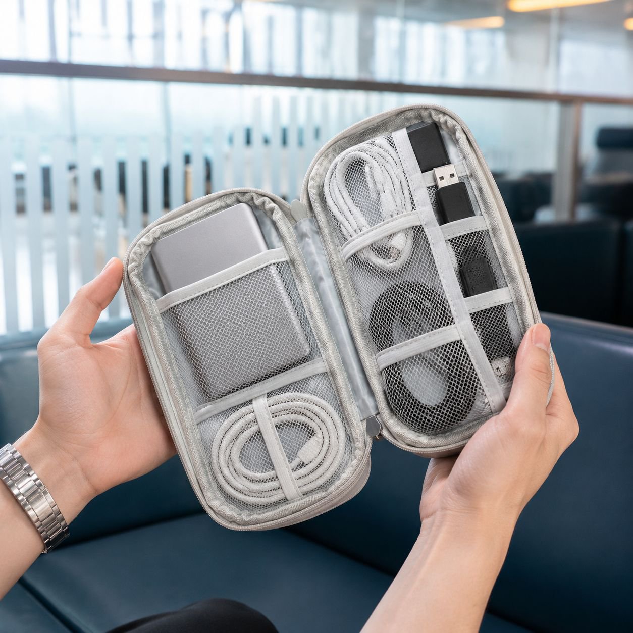 Spacious tech organizer bag for daily and travel use