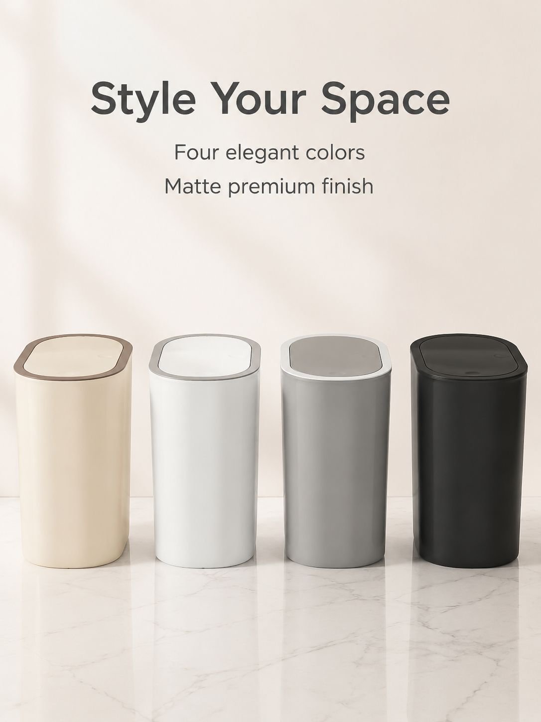 Household trash can with lid, odor-proof, large capacity, squeeze-type storage bin for living room a