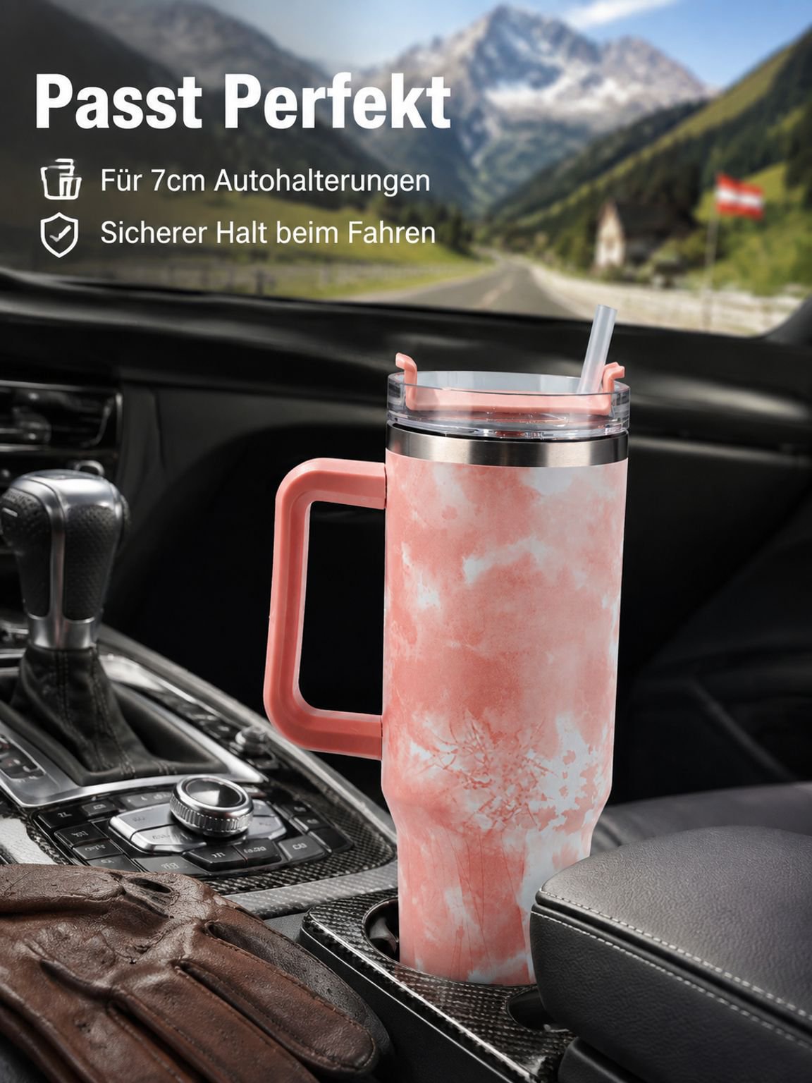 40oz Edelstahl-Thermobecher mit großem Fassungsvermögen für Auto