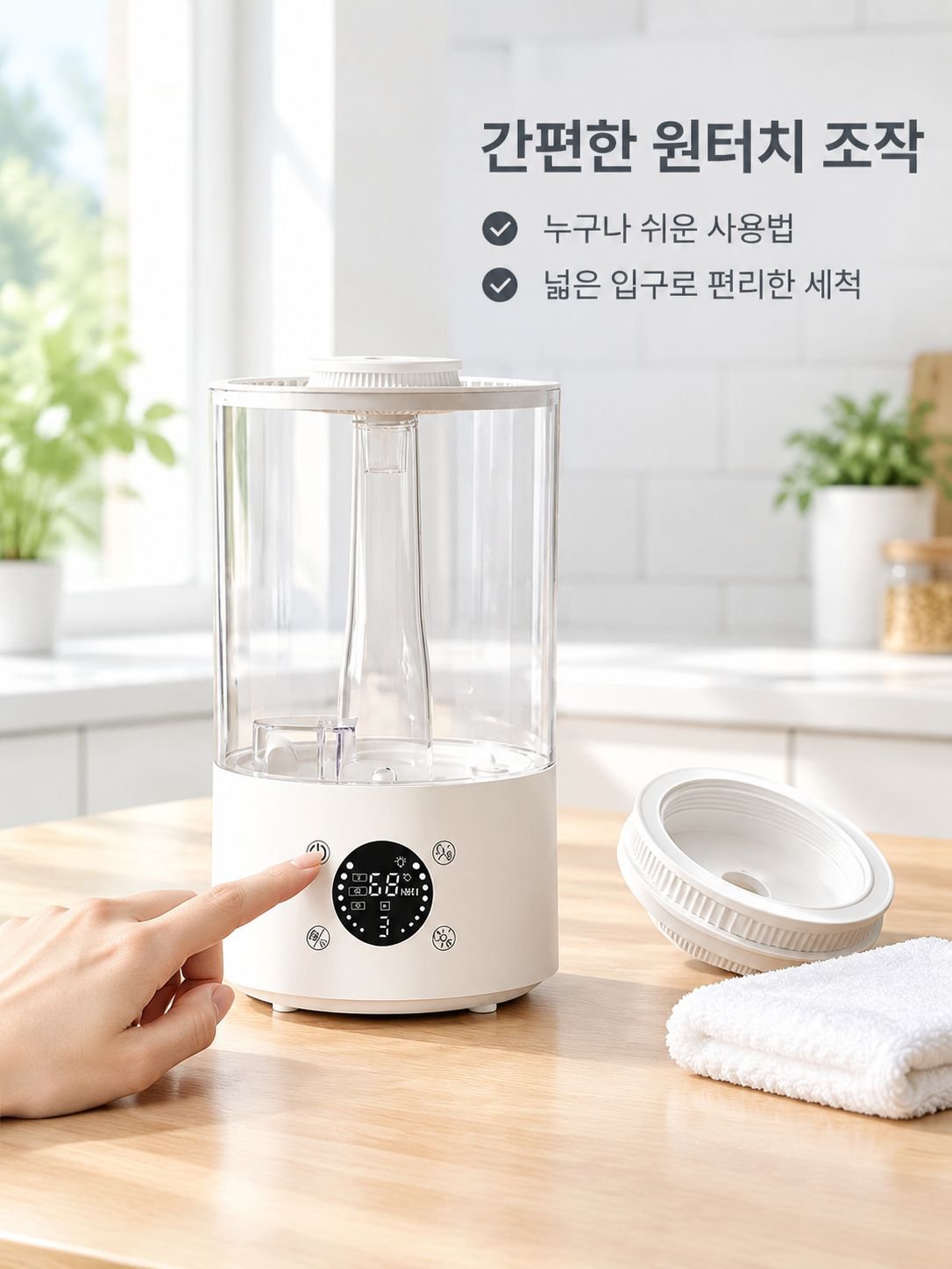 데스크탑 투명 가습기 가정용 침실 거실 저소음 보습 대용량 공기 가습기