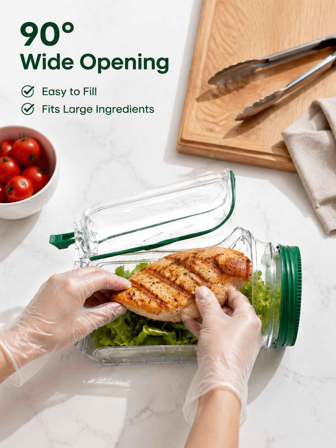 Portable Side-Opening Salad Storage Jar