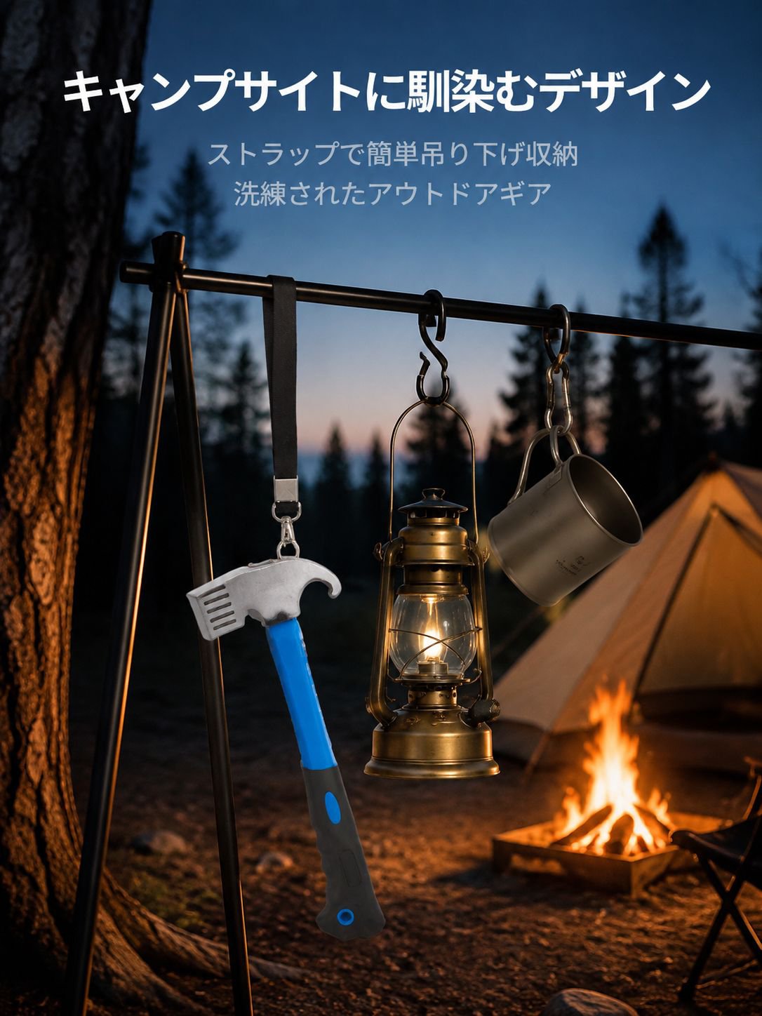収納しやすいコンパクトなテントハンマー