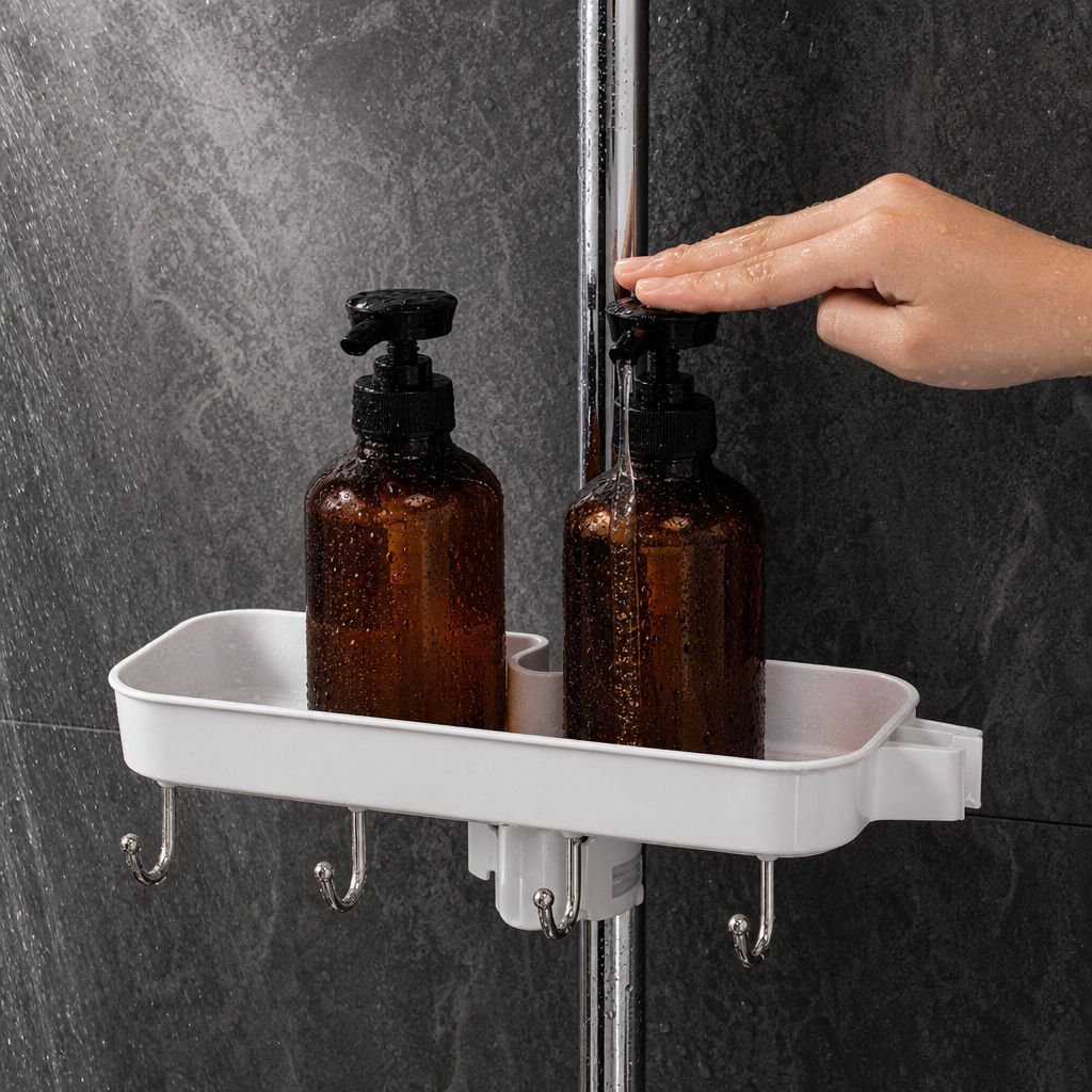 No-Drill Multifunctional Bathroom Shower Head Holder Rack