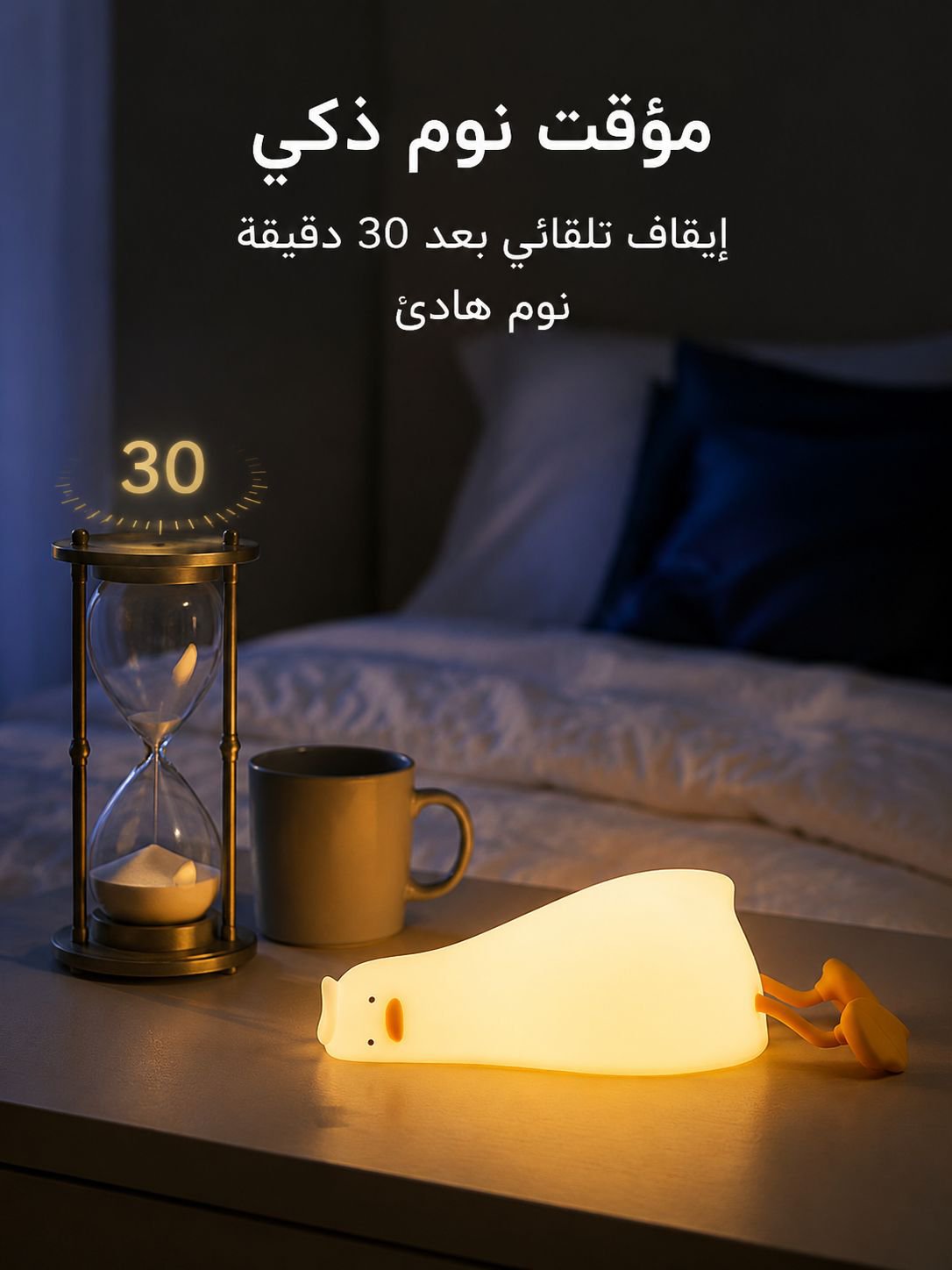 مصباح ليلي لطيف من السيليكون على شكل بطة مستلقية