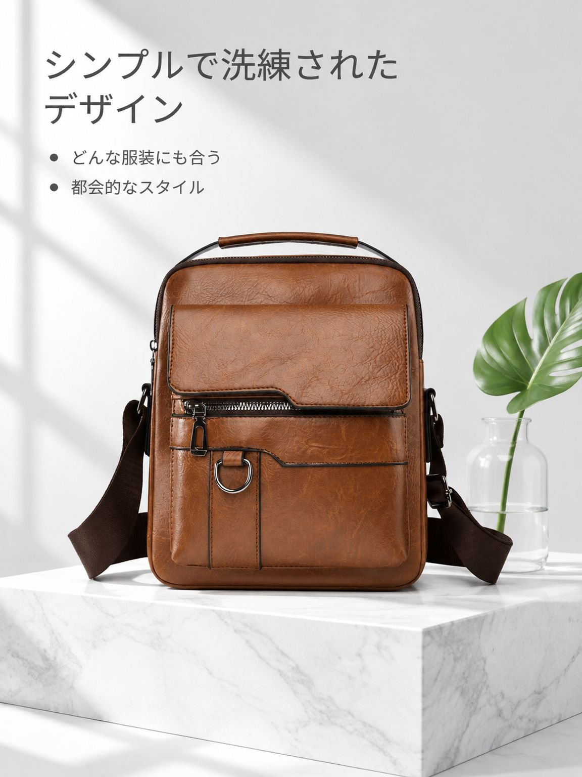 メンズ斜め掛けバッグ ファッショナブル縦型大容量ハンドバッグ