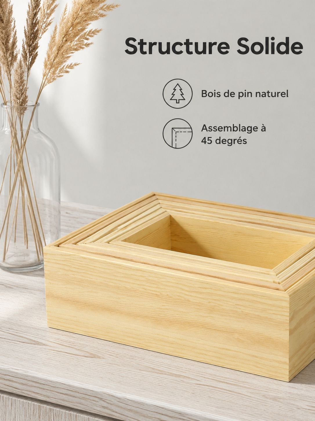 Boîte en bois pour un espace de travail organisé