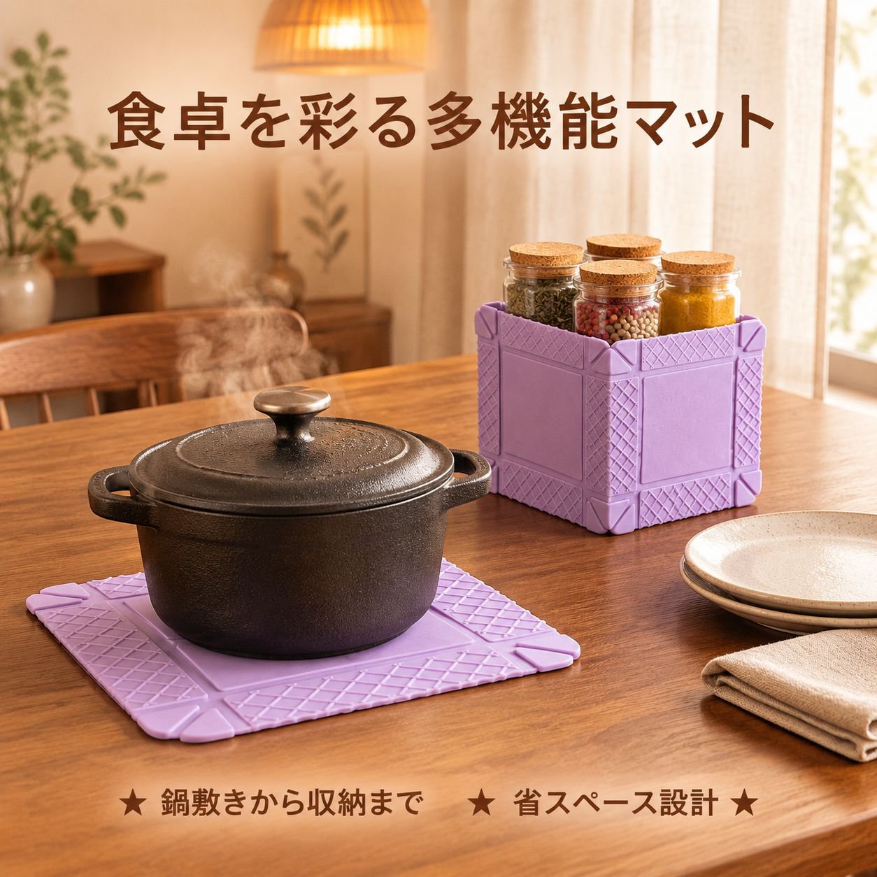 多機能携帯収納ボックス 磁吸式シリコン断熱マット
