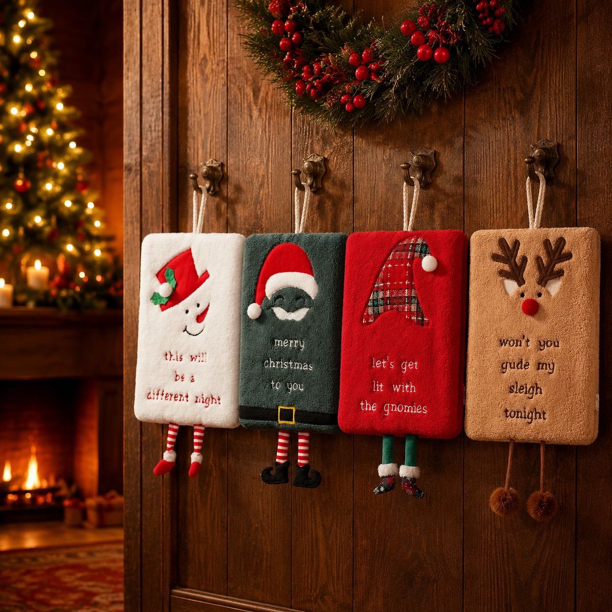 Christmas Decor Thickened Coral Velvet Absorbent Hand Towel