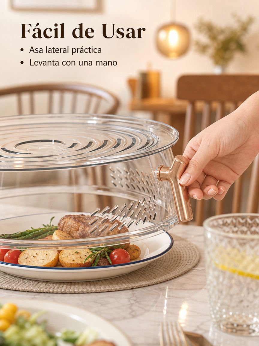 Tapa para alimentos repelente de mosquitos, duradera y con aislamiento térmico.
