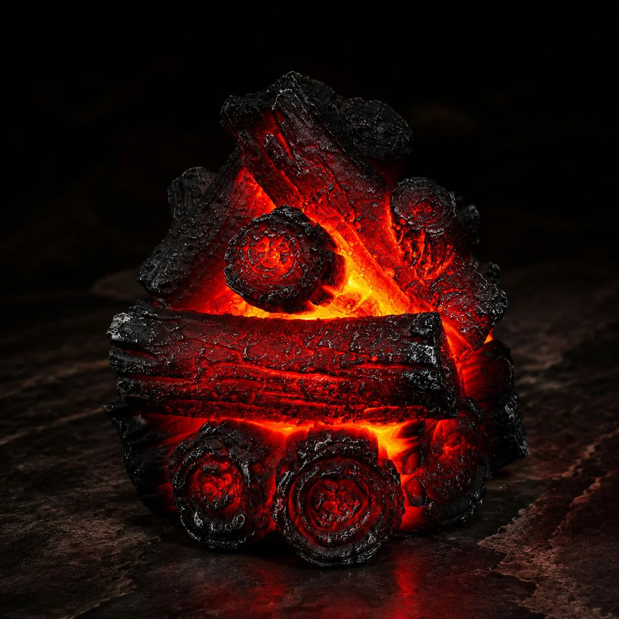 Battery‑Powered Resin Charcoal Pile LED Flame Ambient Light