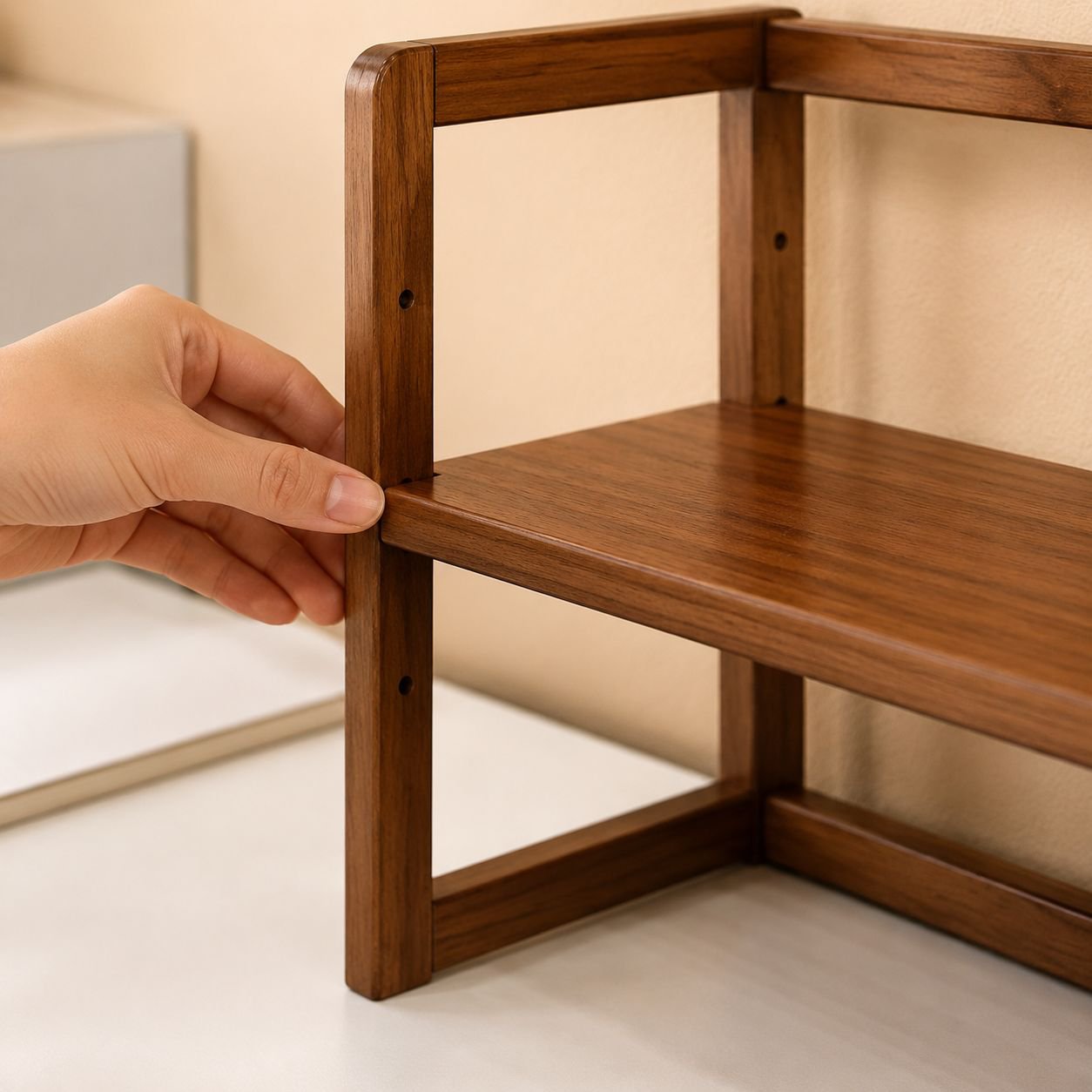 Estante de escritorio de madera maciza ajustable para el hogar
