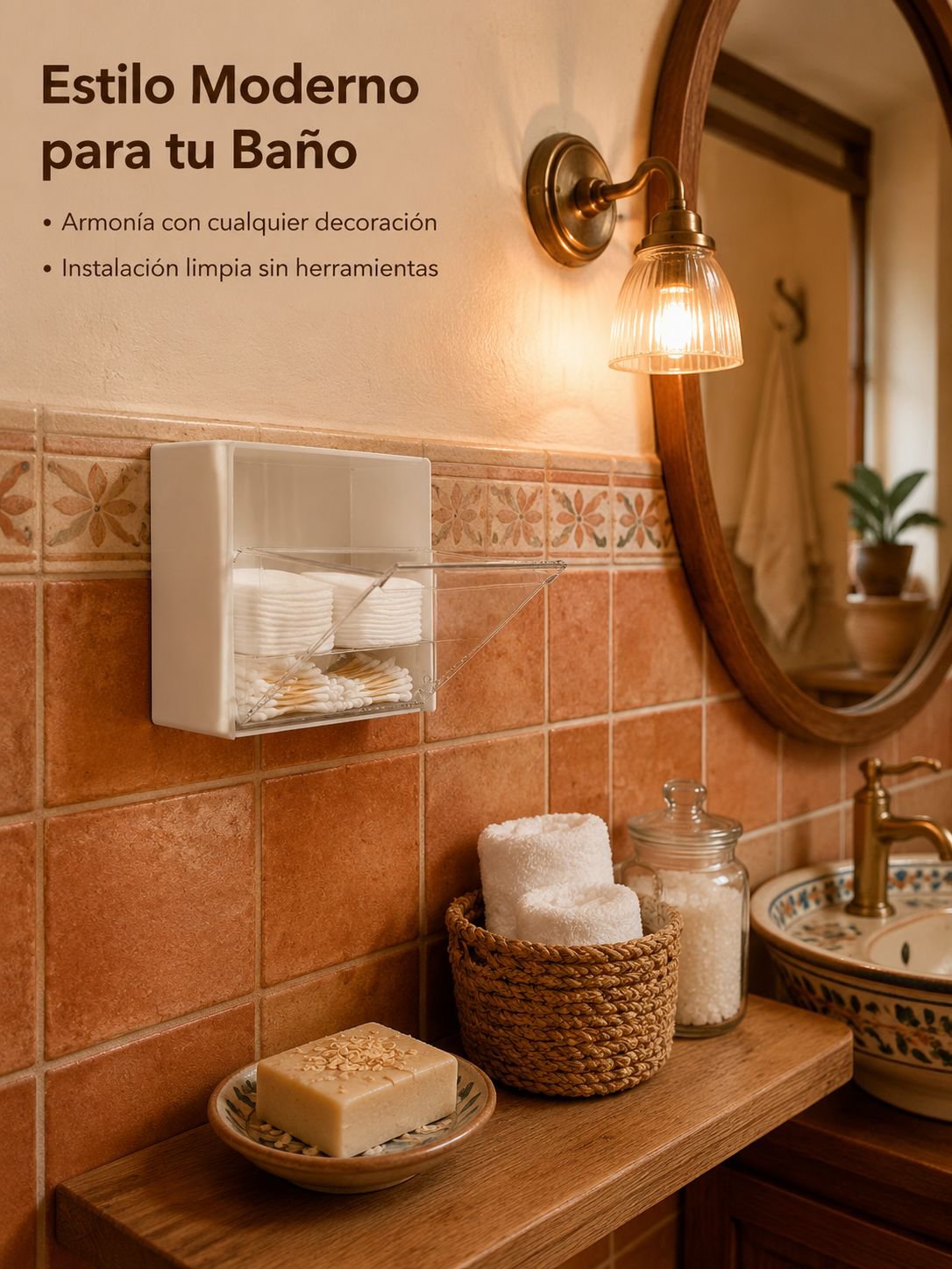 Caja organizadora de hisopos y algodones DreamHomes para pared