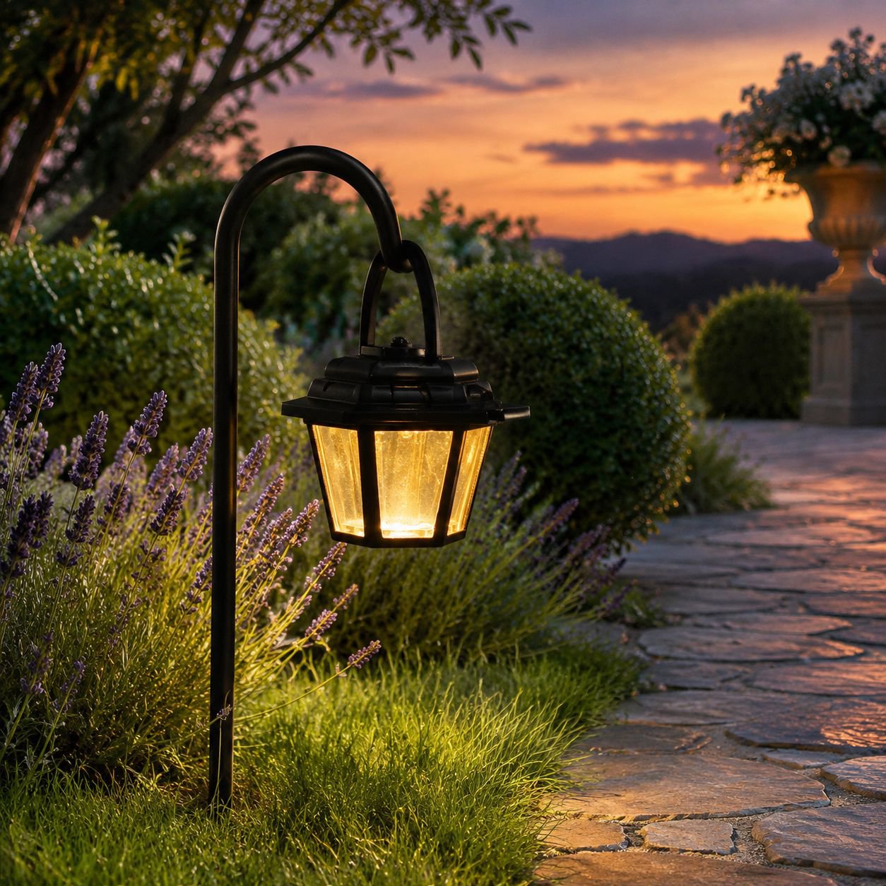 Hexagonal palace lantern, lawn lantern, solar-powered outdoor courtyard lantern, garden villa landsc