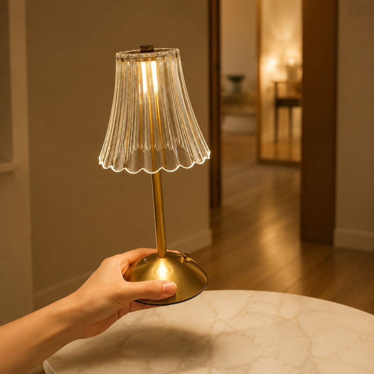 Touch-Controlled Tri-color Crystal Retro LED Desk Lamp
