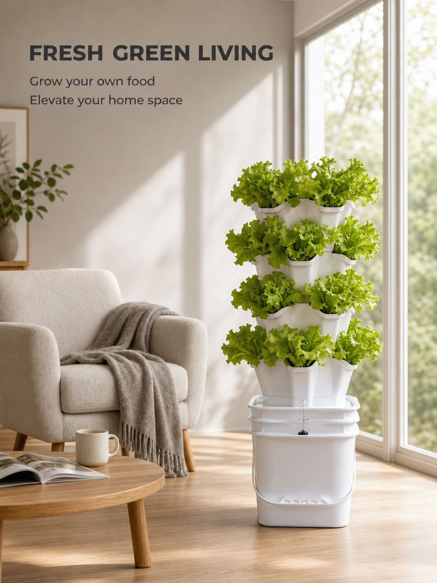 Tower Hydroponic Kit space-saving vertical planter full view
