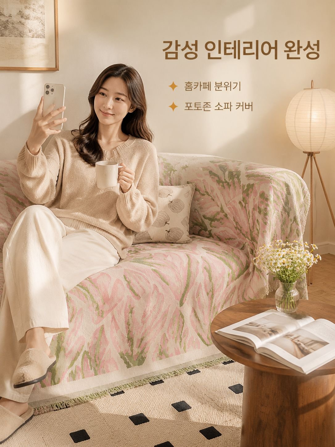 내추럴 플라워 소파 보호커버