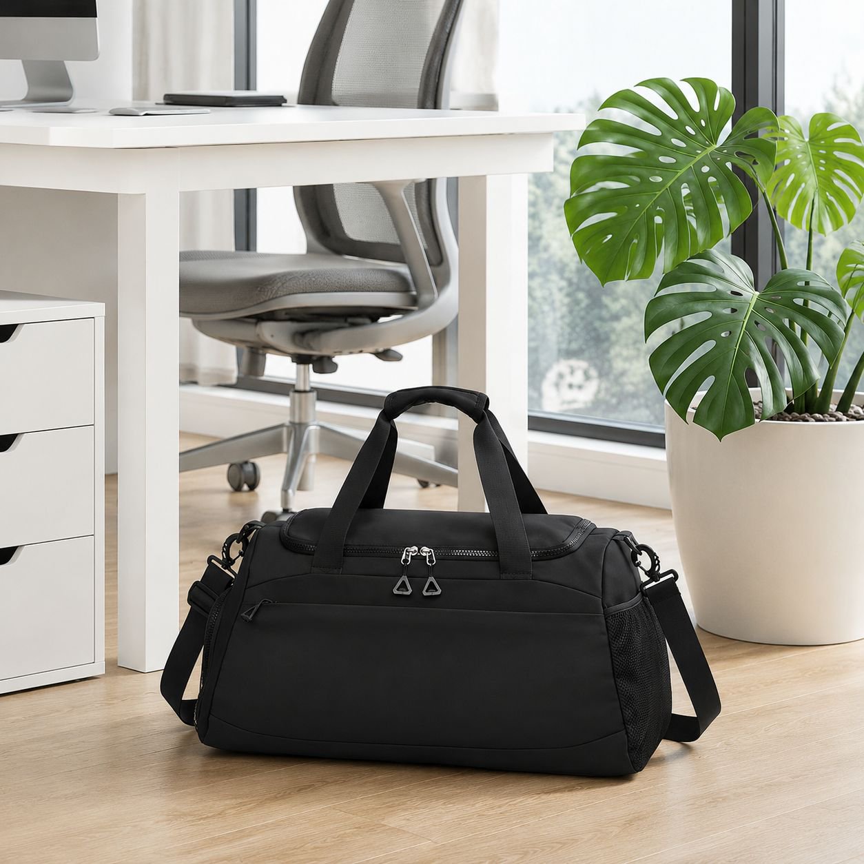 Water-resistant material of storage gym bag