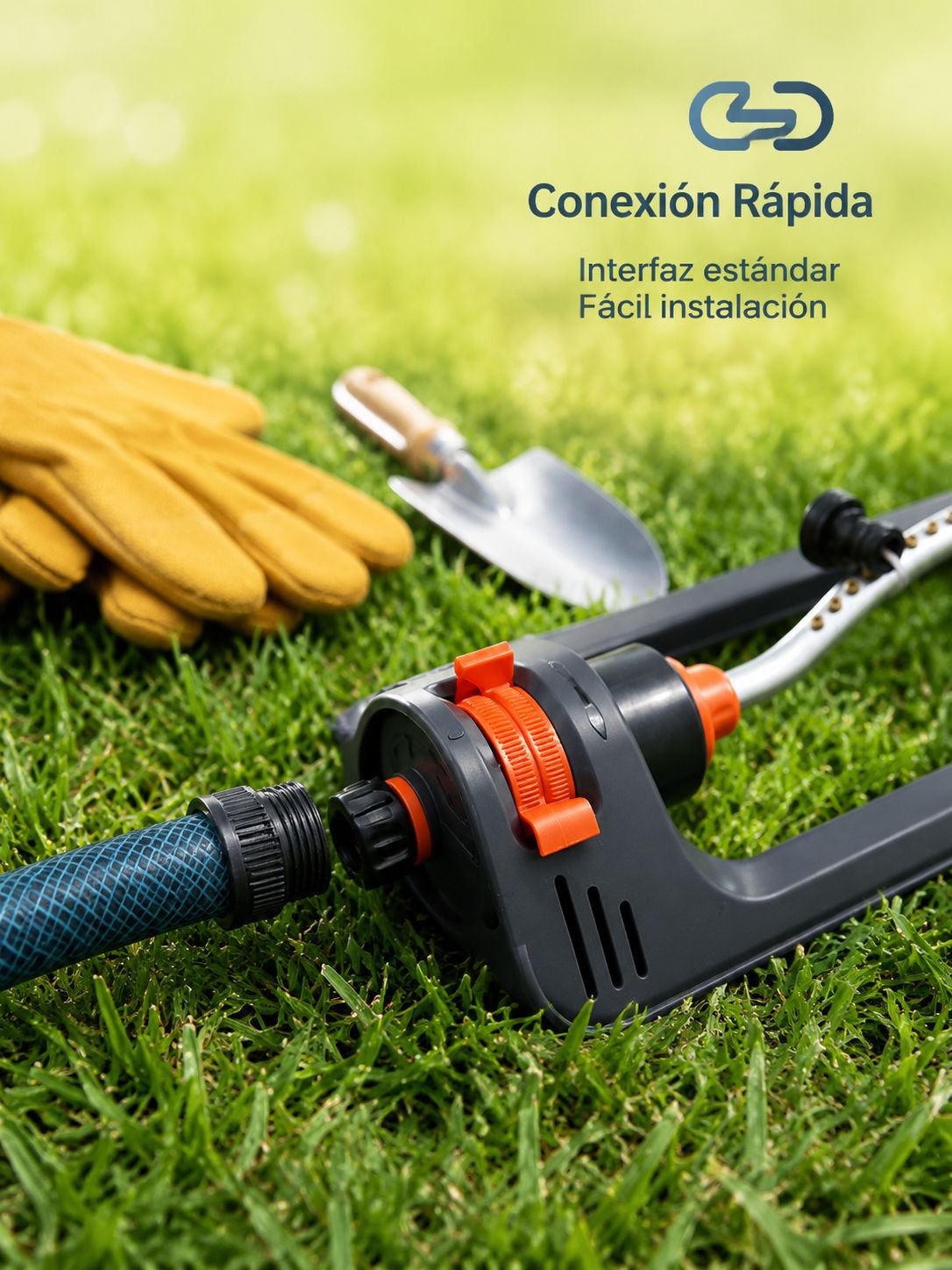 Aspersor de jardín con cabezal oscilante automático de 180° y 19 orificios para riego