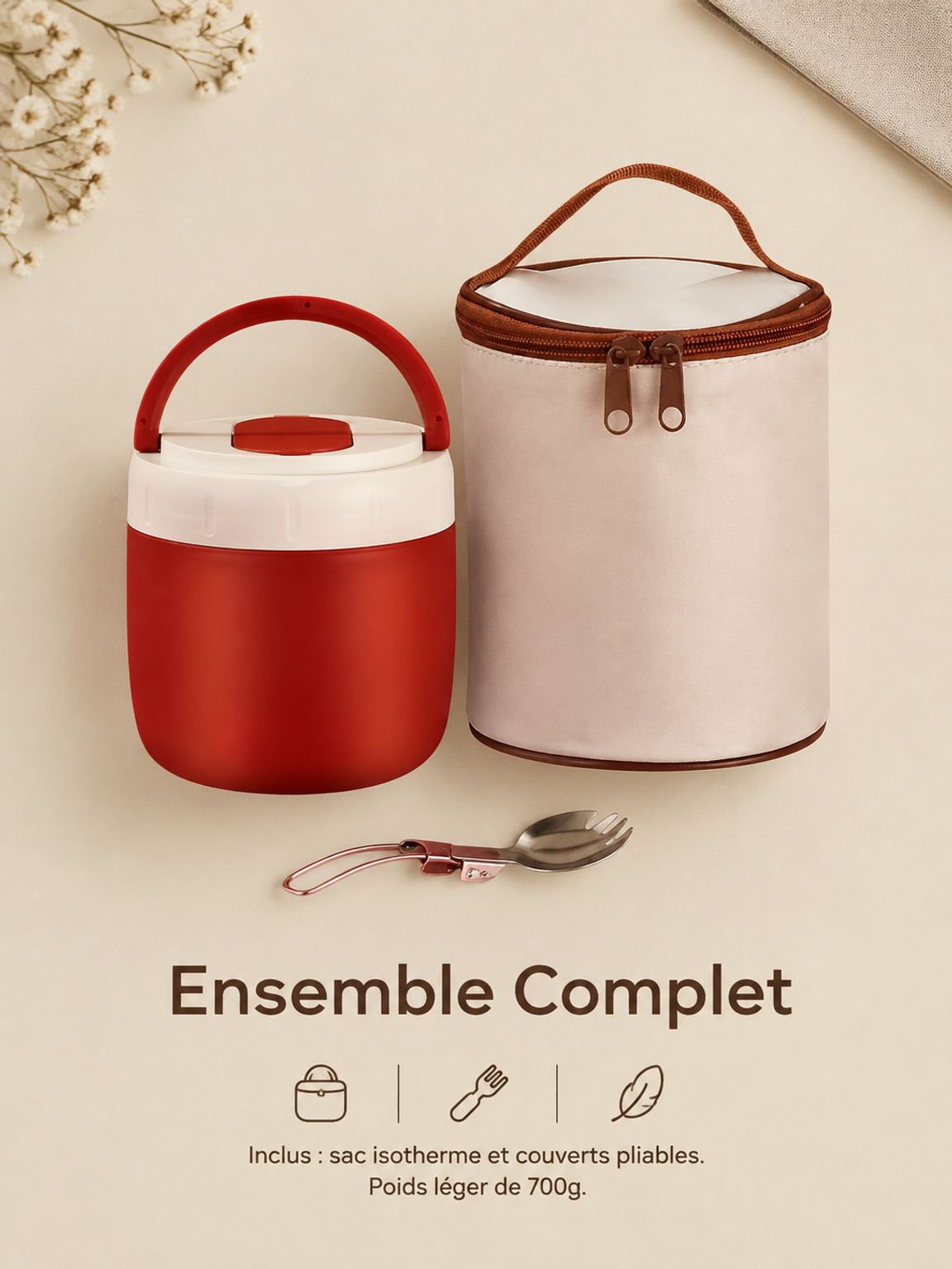 Bento inox avec poignée de transport pratique