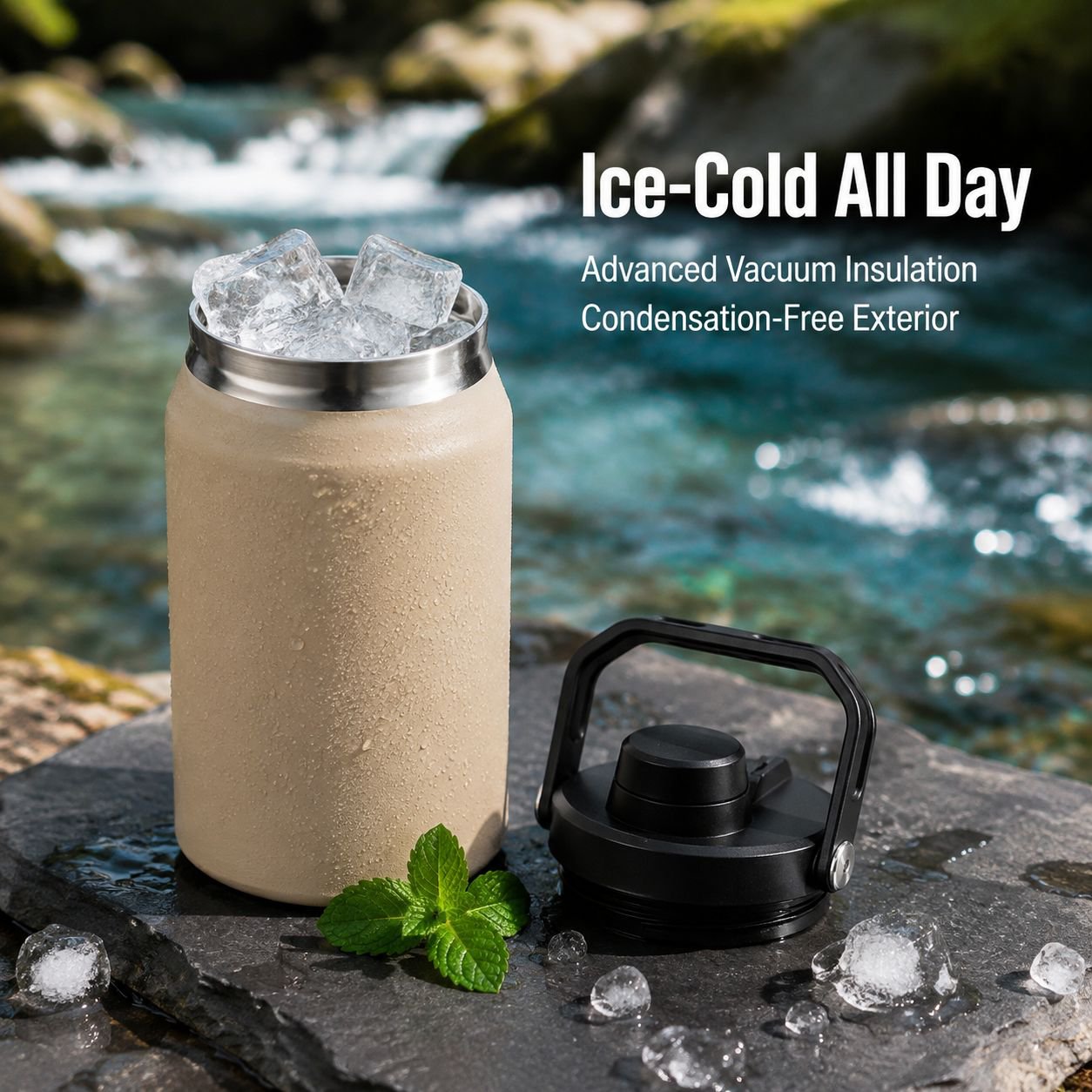 Outdoor und Auto 304 Edelstahl Thermoskanne mit Strohhalm, Eisbehälter