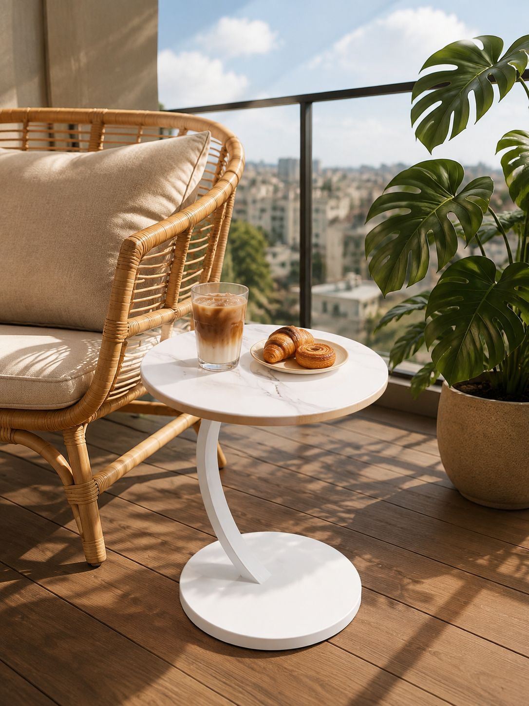 Eleganter runder Tisch aus Massivholz im Landhausstil