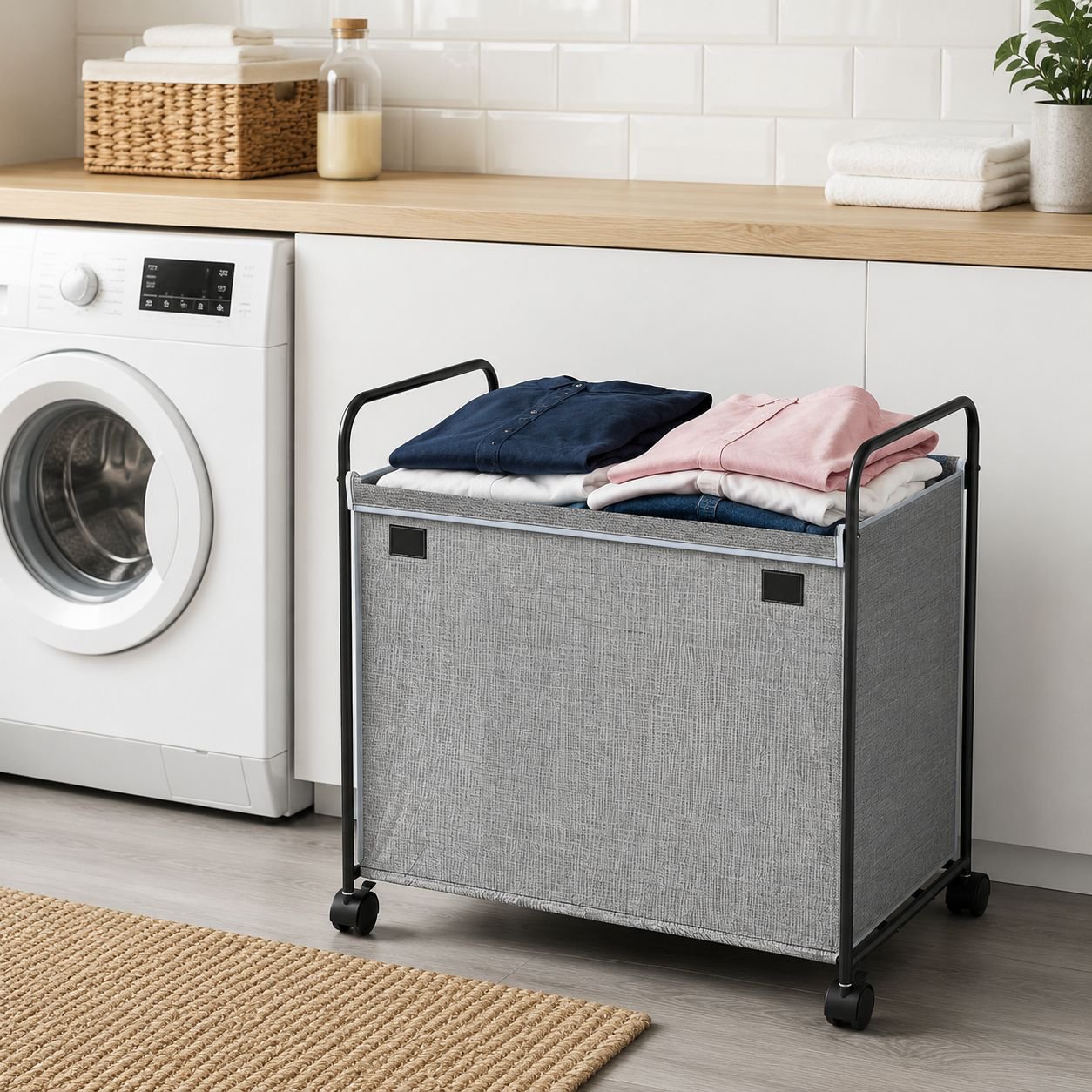 Large Capacity Movable Laundry Basket Oxford Cloth Household Storage Box
