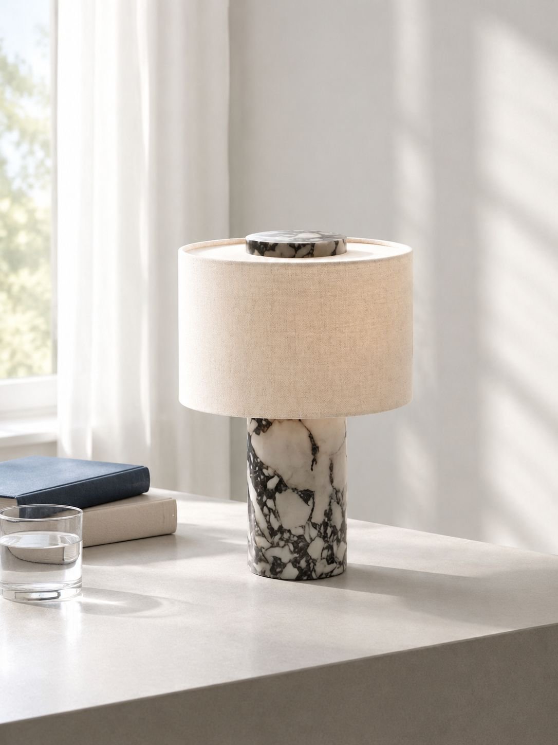 Luxus Marmor Ambiente Tischlampe auf einem modernen Schreibtisch