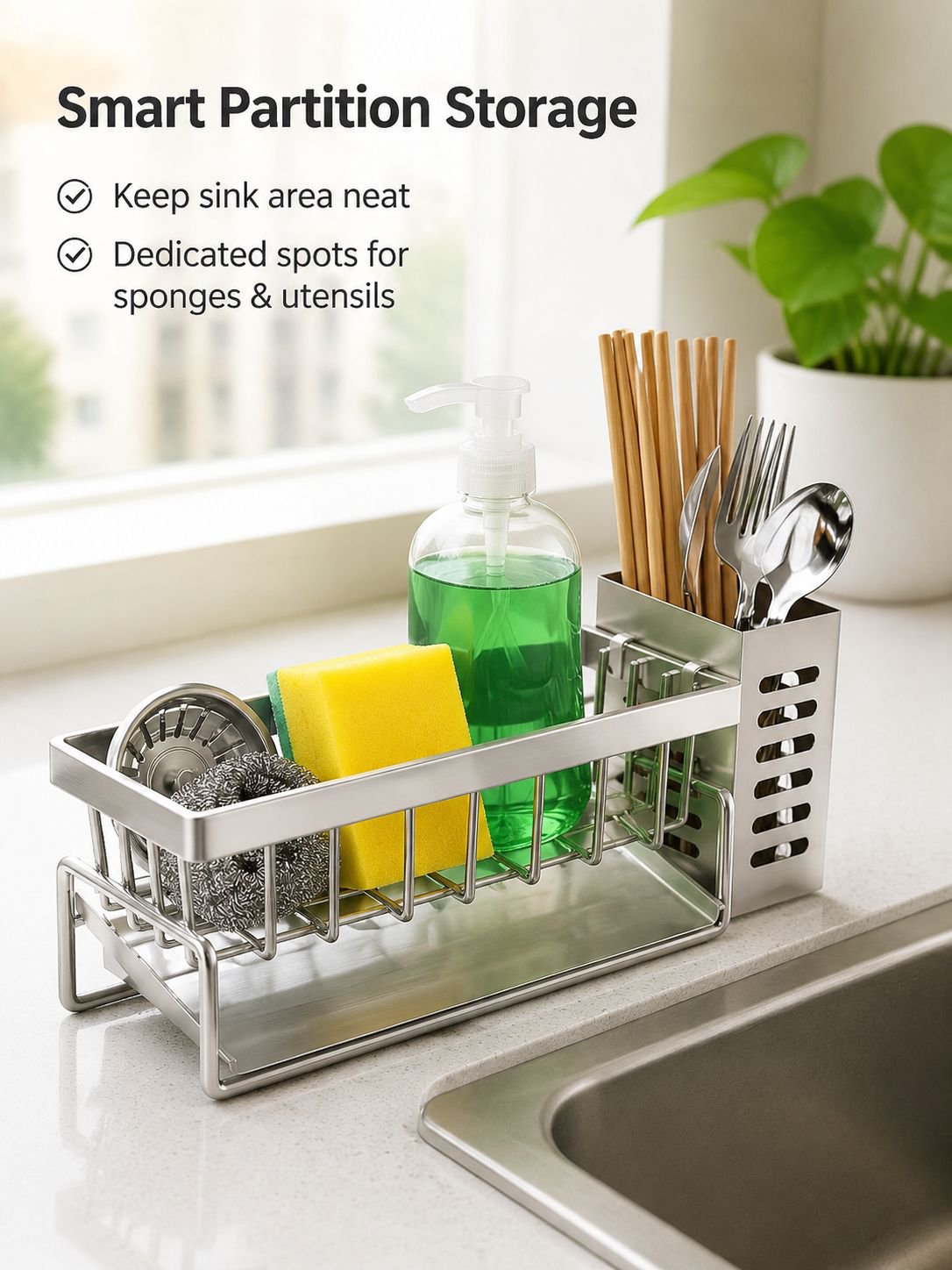 Kitchen Sponge Rag Storage Basket Dishwashing Sink Organizer