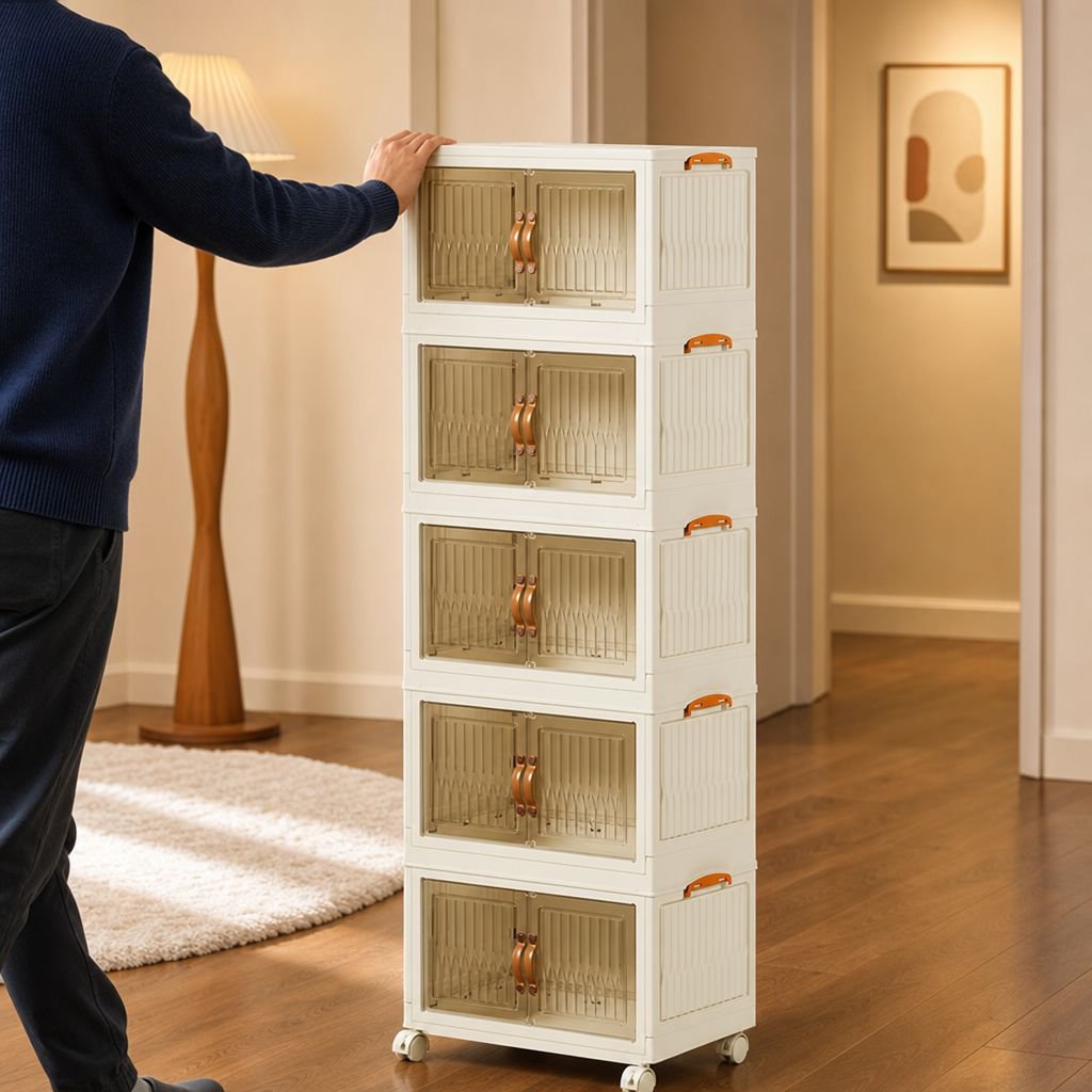 Armoire de rangement pliable magnétique en plastique pour vêtements, salon