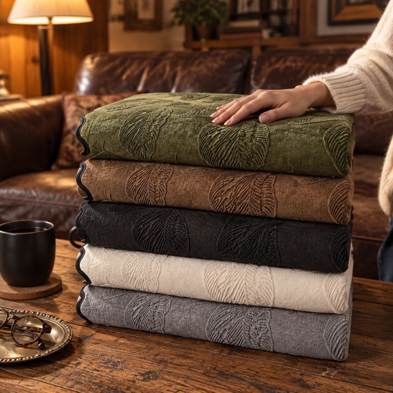 Wilderness Leaf Pattern Sofa Cushion, Retro, Non-slip, Wear-resistant
