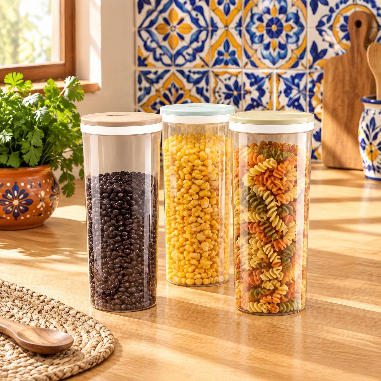 Contenedor Hermético Para Pasta Y Granos Organizador De Cocina