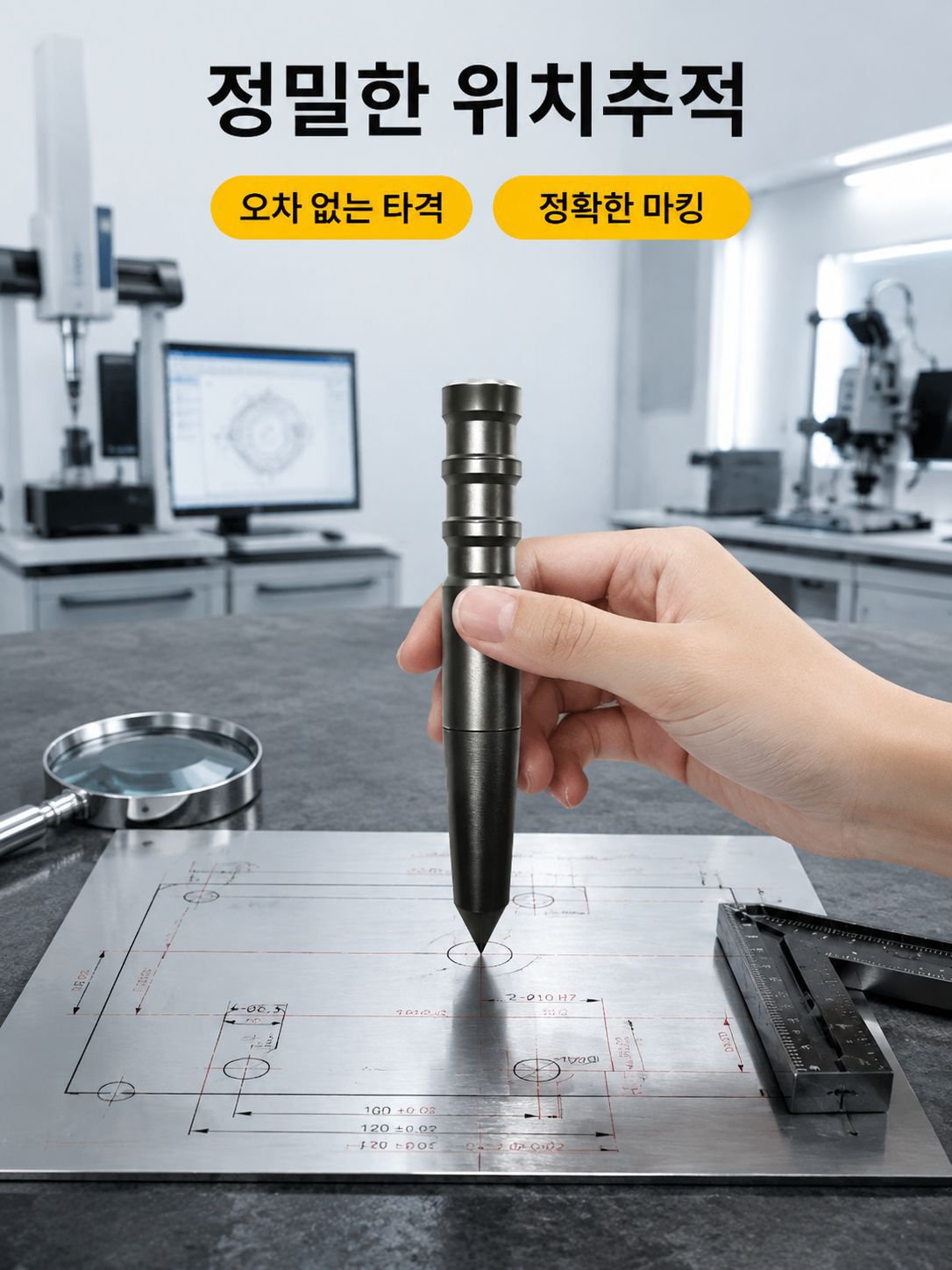 센터펀치 수동 고강도 펀치 펀치 위치추적기 고경도 공구샘플펀치
