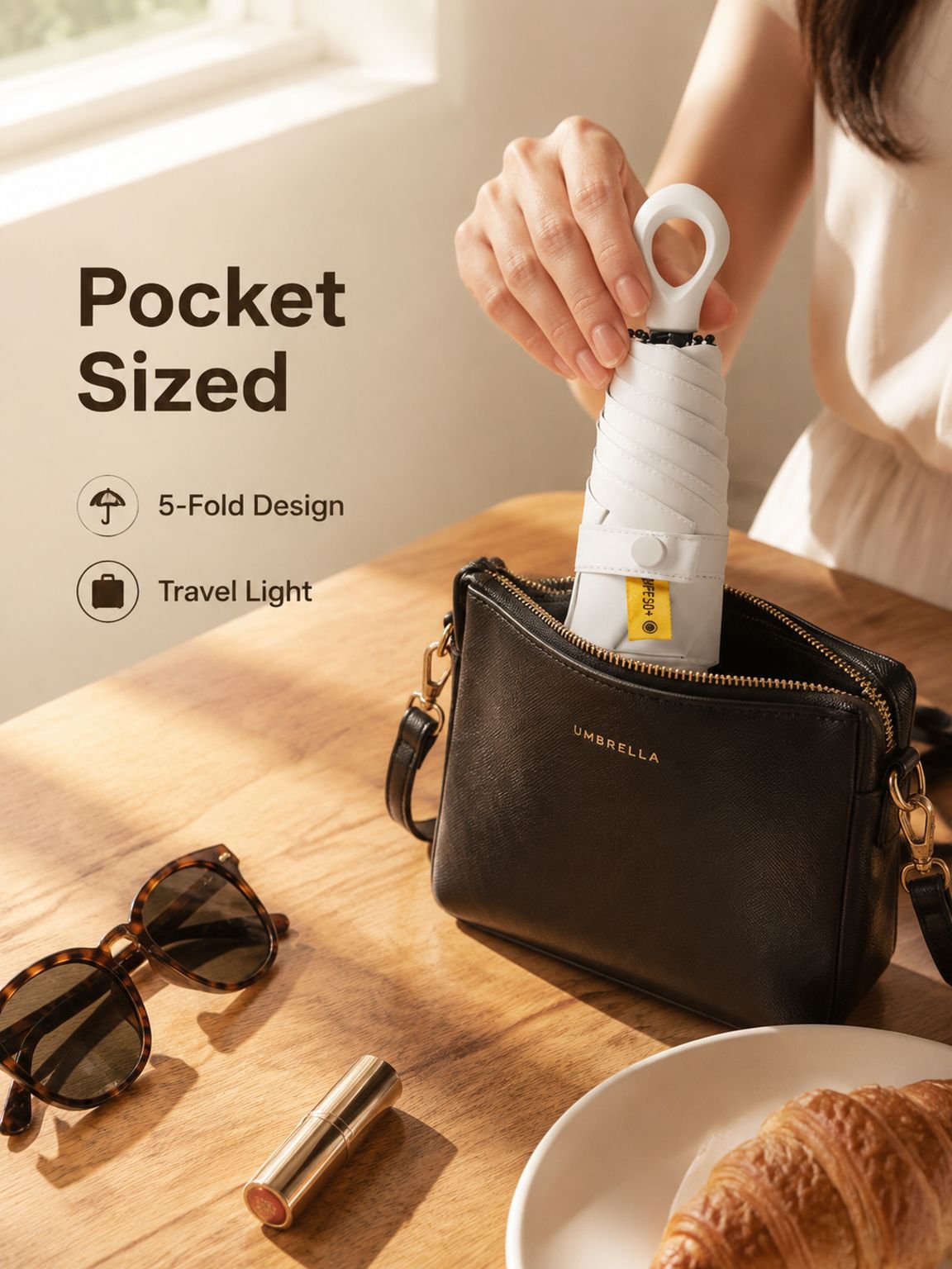 Portable Umbrella Sunscreen Vinyl Folding Mini Capsule Ultra Light Handle Finger Ring Umbrella