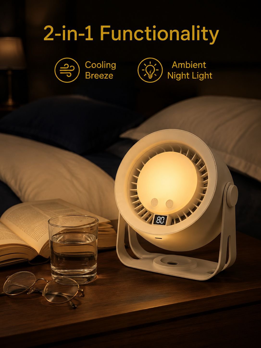 Smart remote control lighting fan 2-in-1 electric fan desktop fan home night light USB charging