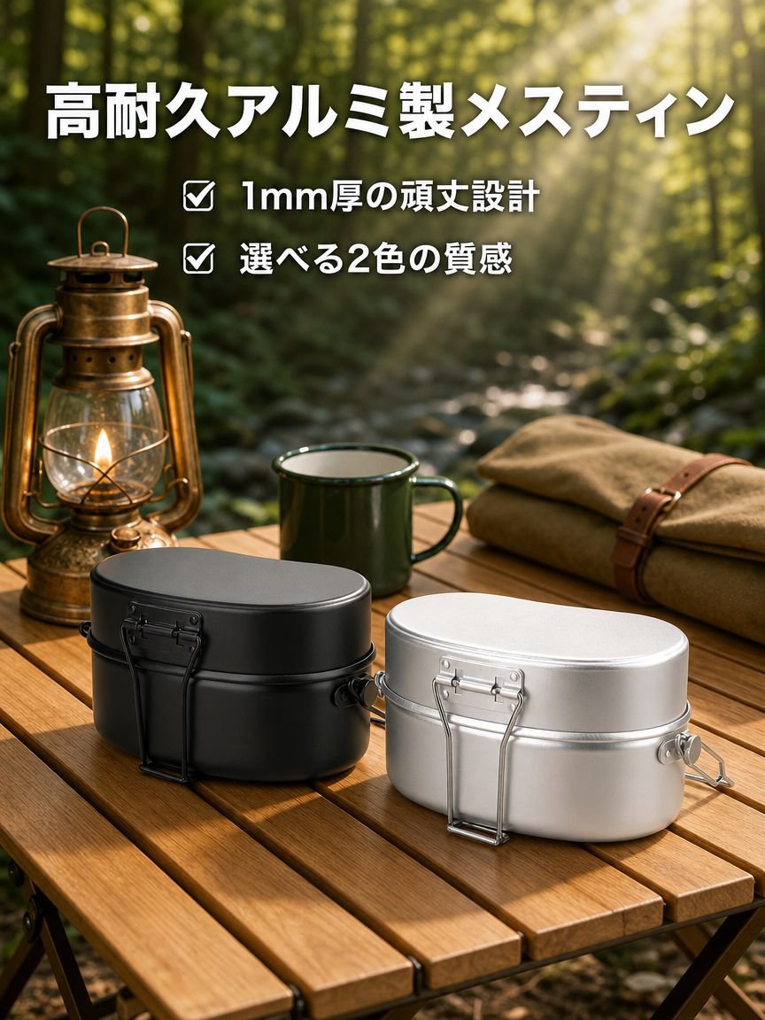 二重構造の厚手アルミ製ランチボックス