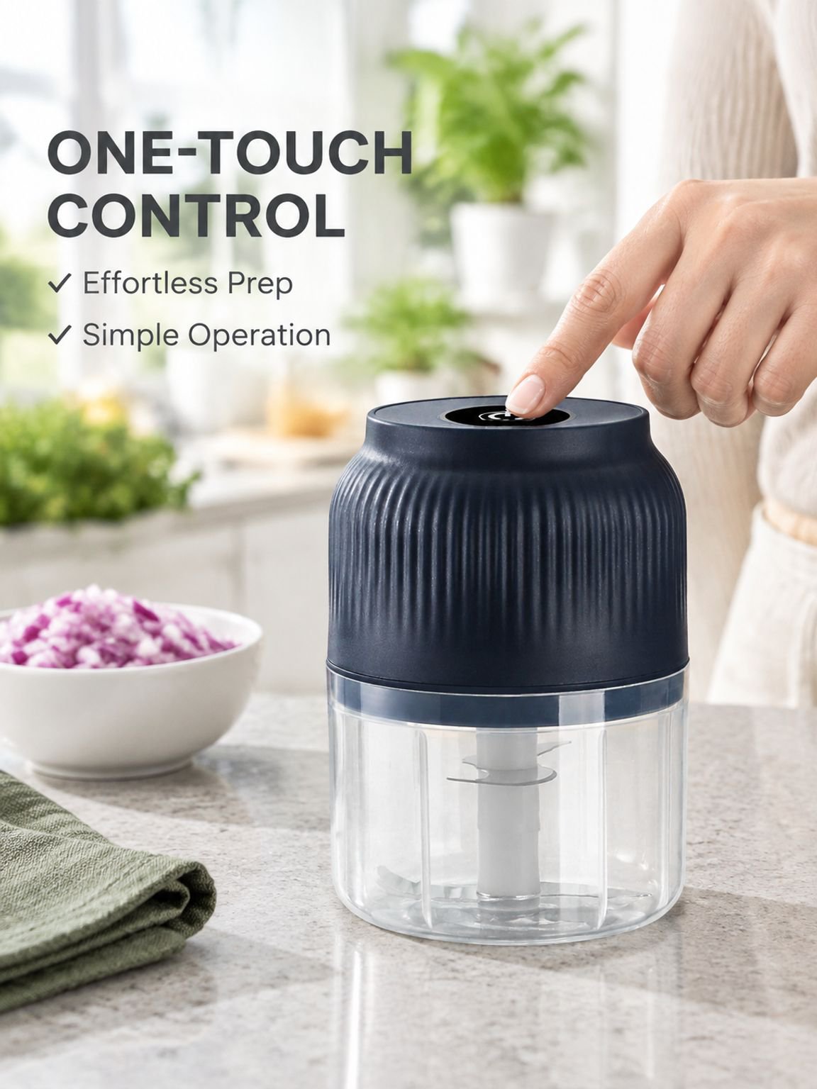 Multifunctional Cordless Electric Meat and Garlic Chopper