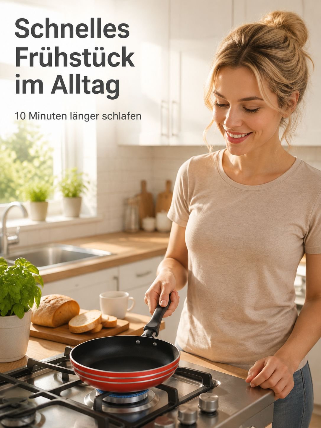 Mini-Bratpfanne mit Antihaftbeschichtung auf einem Herd