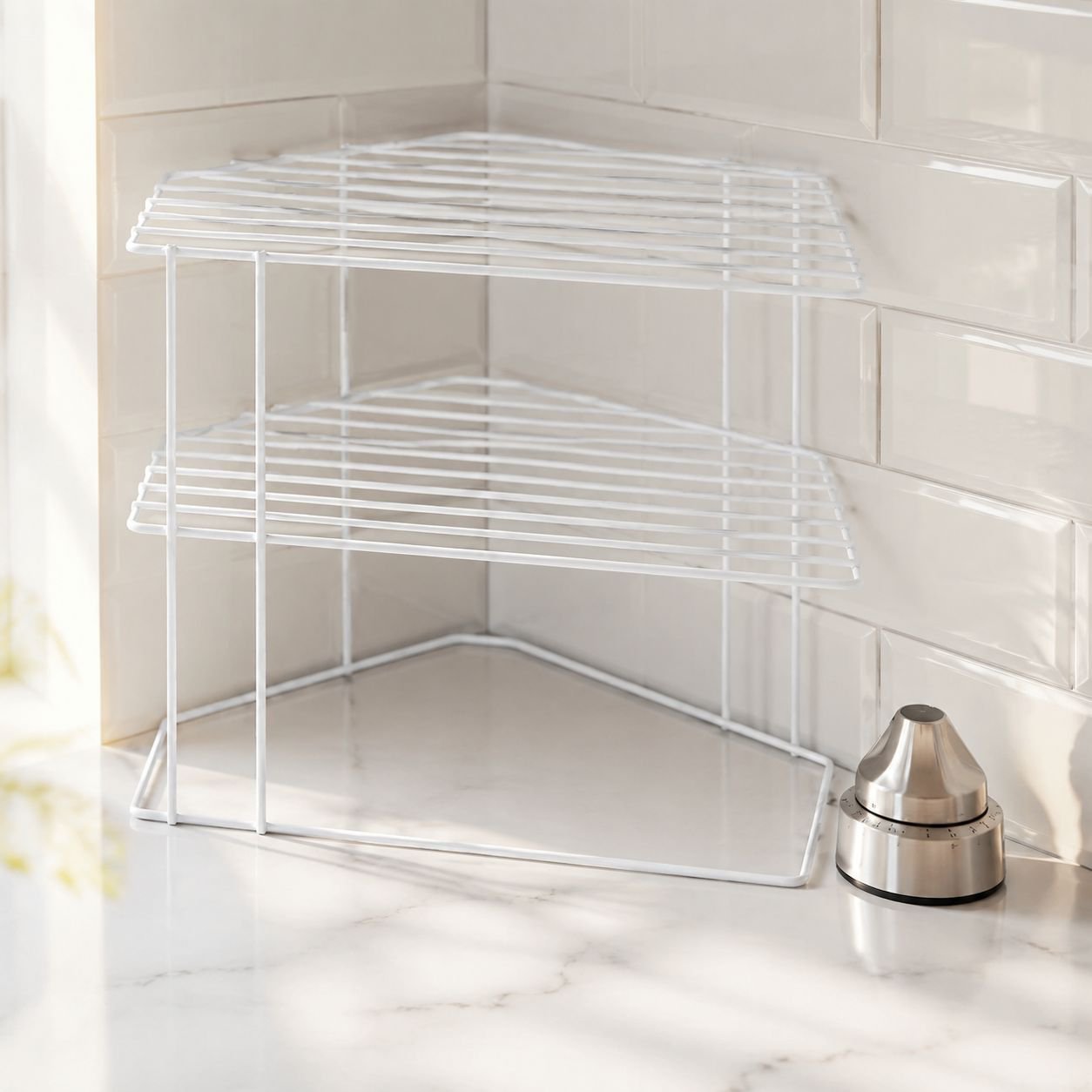 Iron fan-shaped corner storage rack for household use