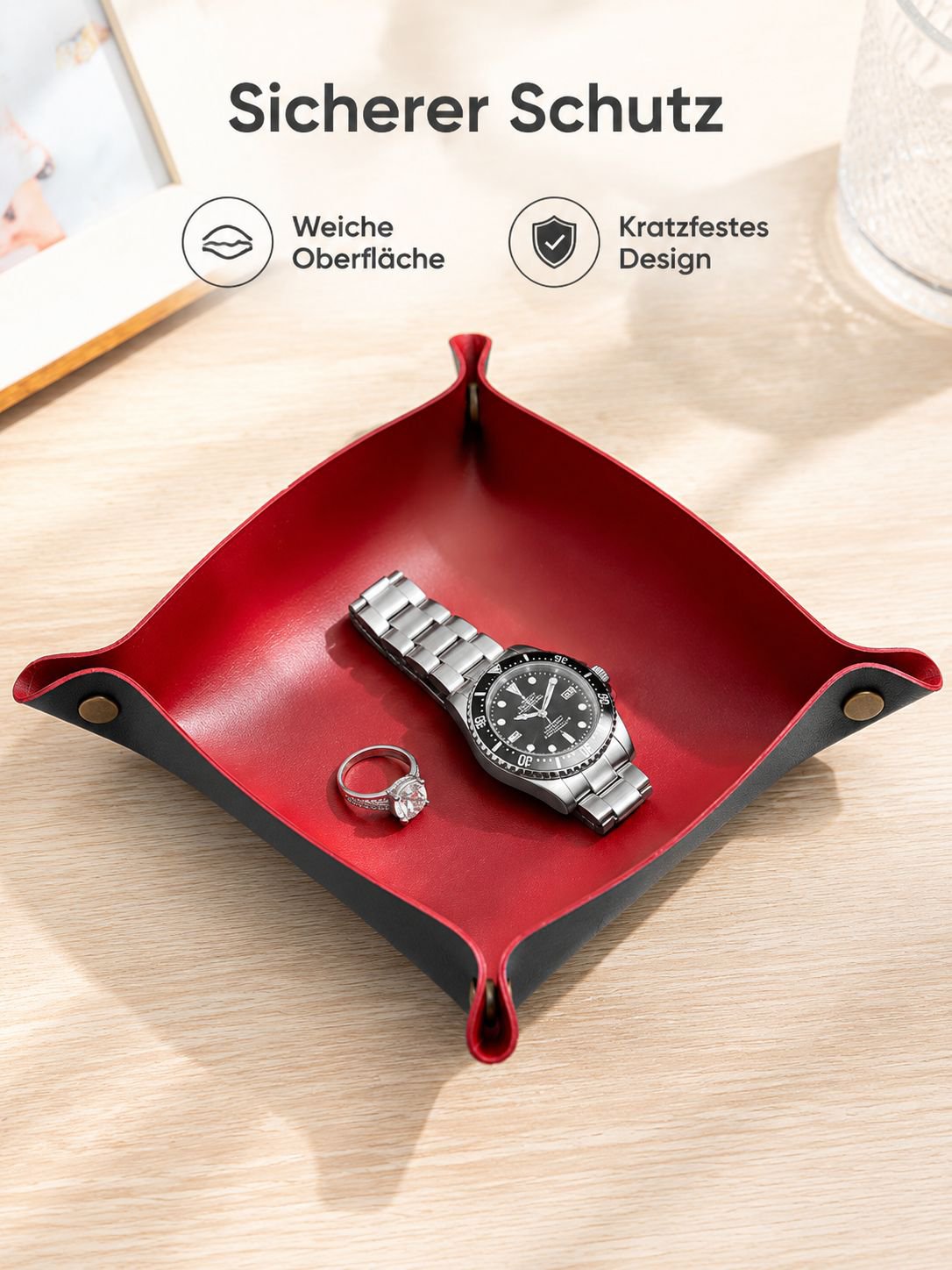 Kosmetik- & Schmuck-Aufbewahrungstablett aus Leder