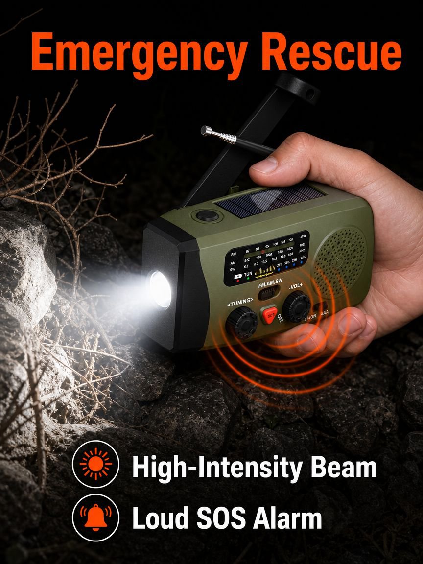 Multi-functional Emergency Radio Flashlight